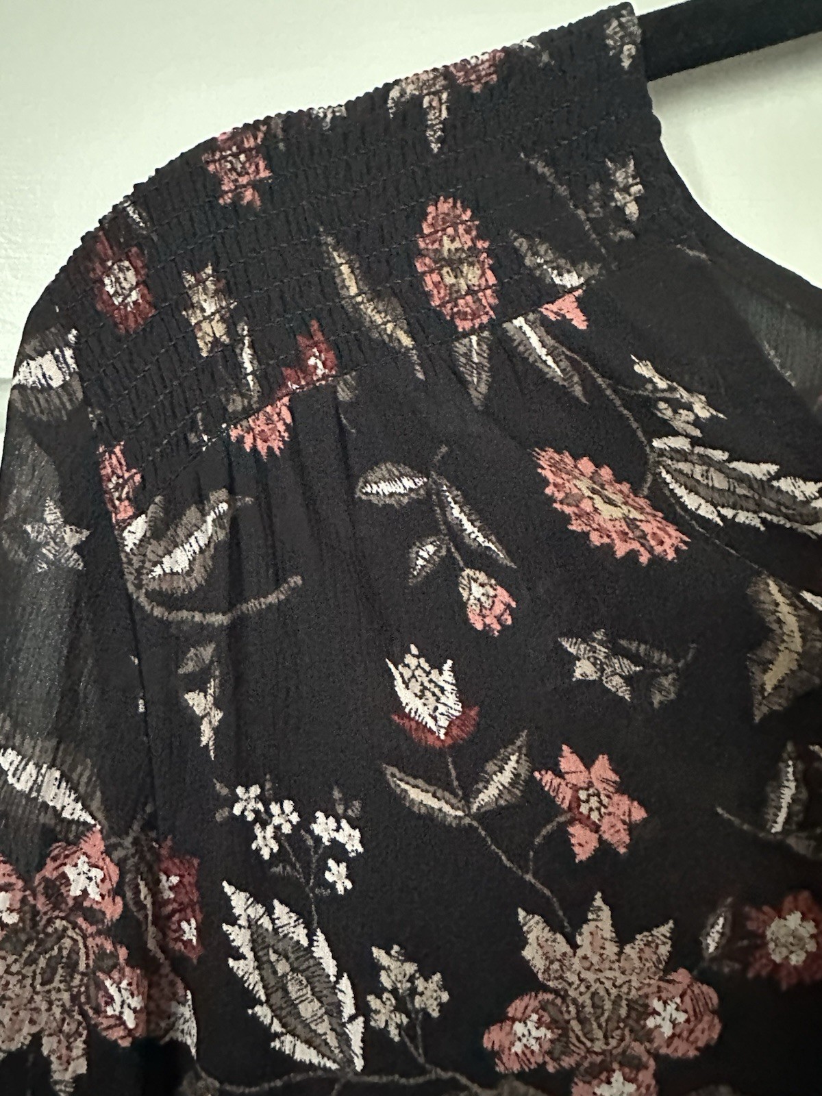Garnet Hill Dress Size 10 Sheer Floral Print Silk Layered Slip