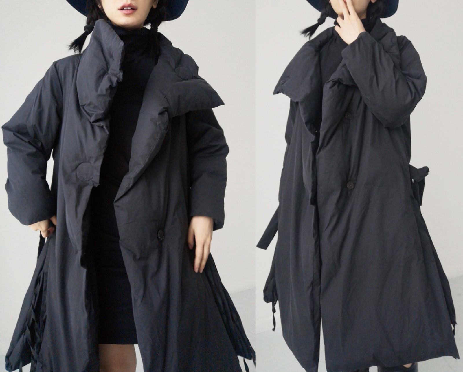 Ann demeulemeester darkness duvet coat black puffy unisex oversize