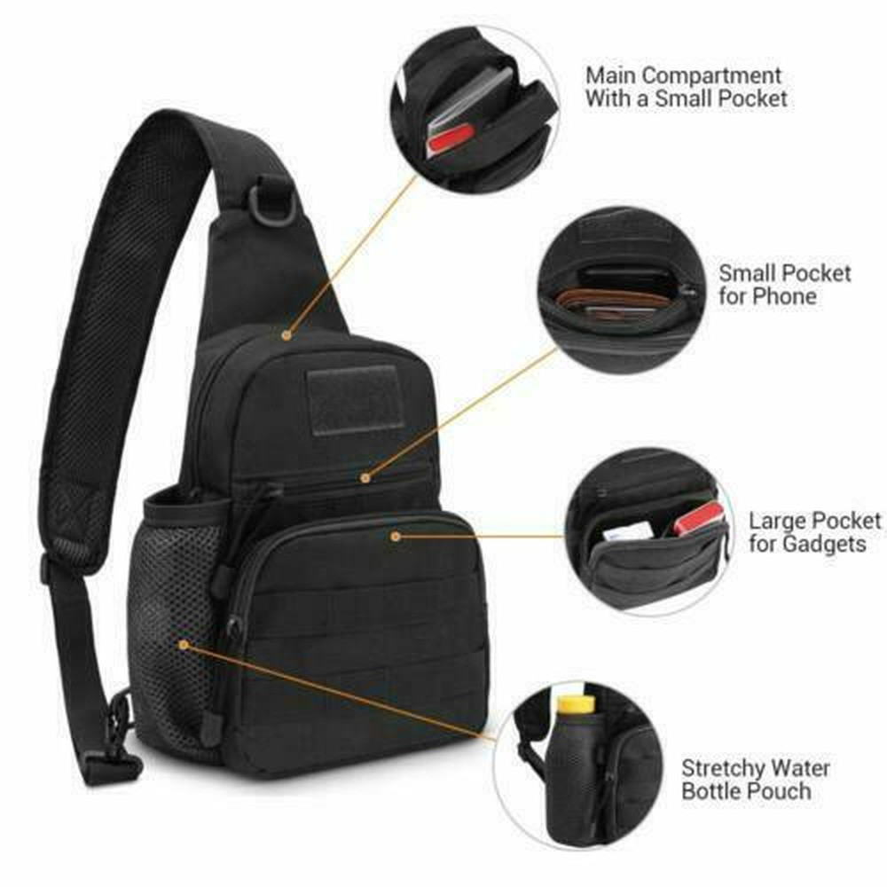 Mens Military Tactical Molle Chest Pack Backpack Sling Shoulder Crossbody Bag US