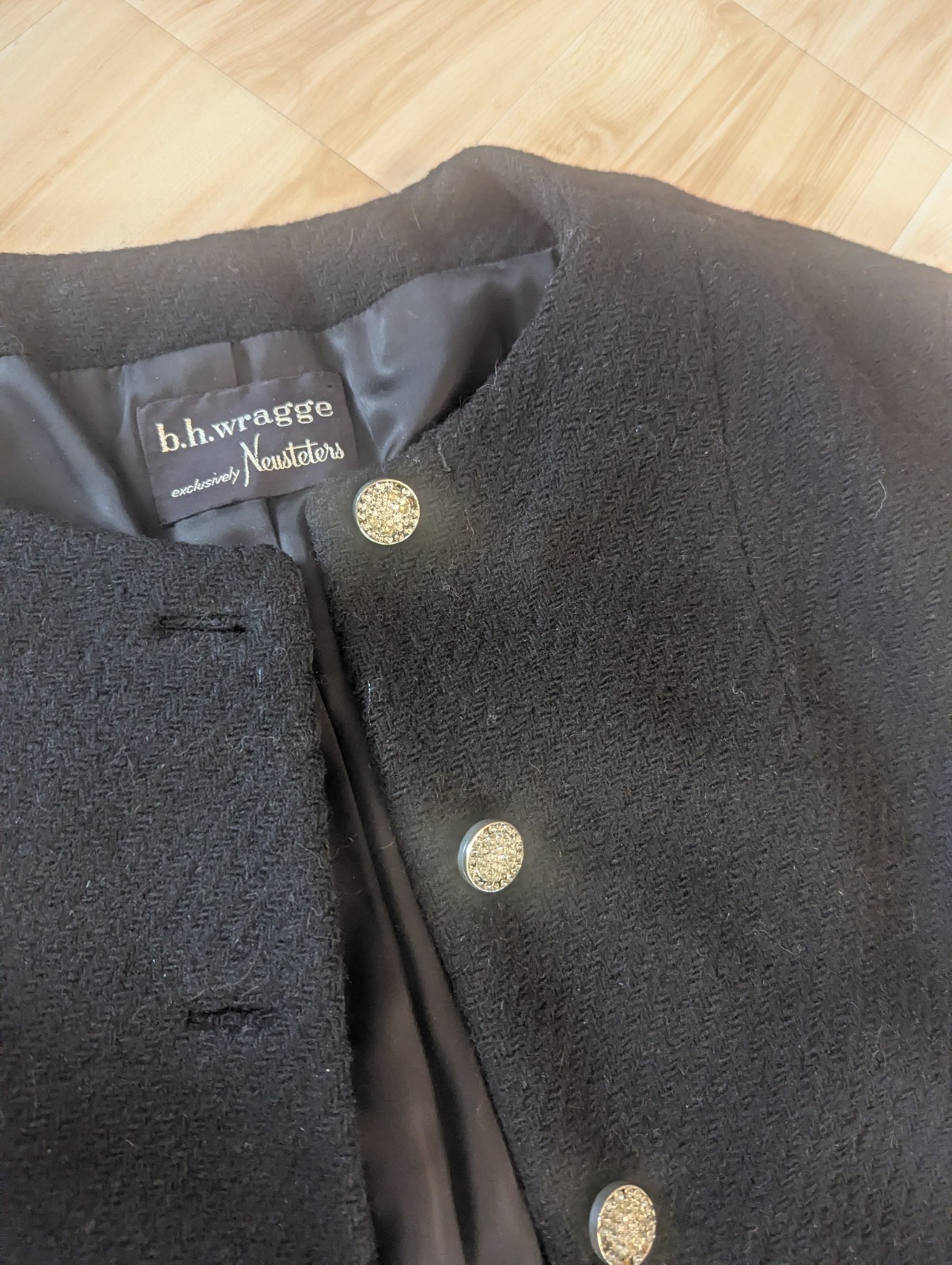 Vtg Mod 1950s 1960s B.H. Wragge For Neusteters Wool Black Jacket Coat Nice!