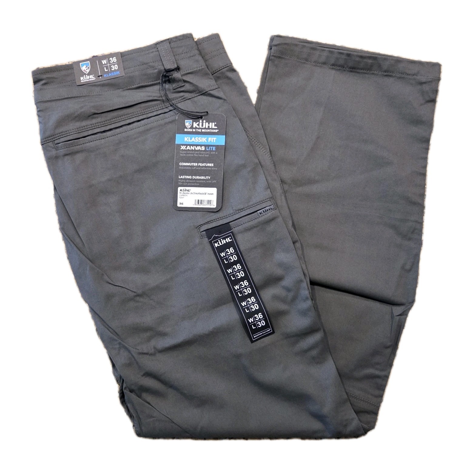 Kuhl Men’s Resistor Lite Chino Klassik Pants in Carbon 36×30 5204 NWT