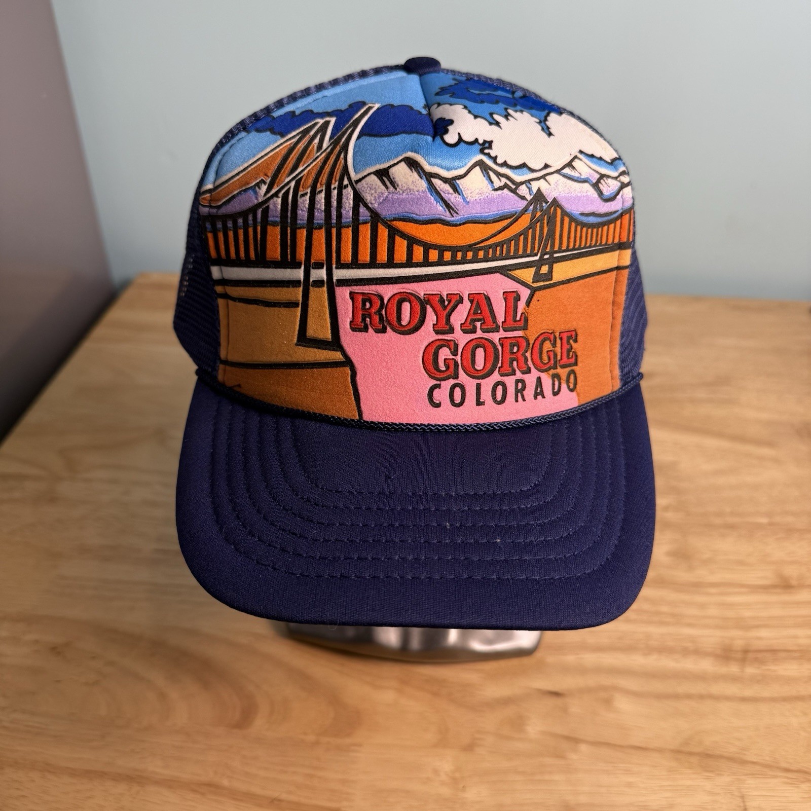 VINTAGE TRUCKER SNAPBACK 1990’S Royal GORGE COLORADO BRIDGE COLORFULL RETRO