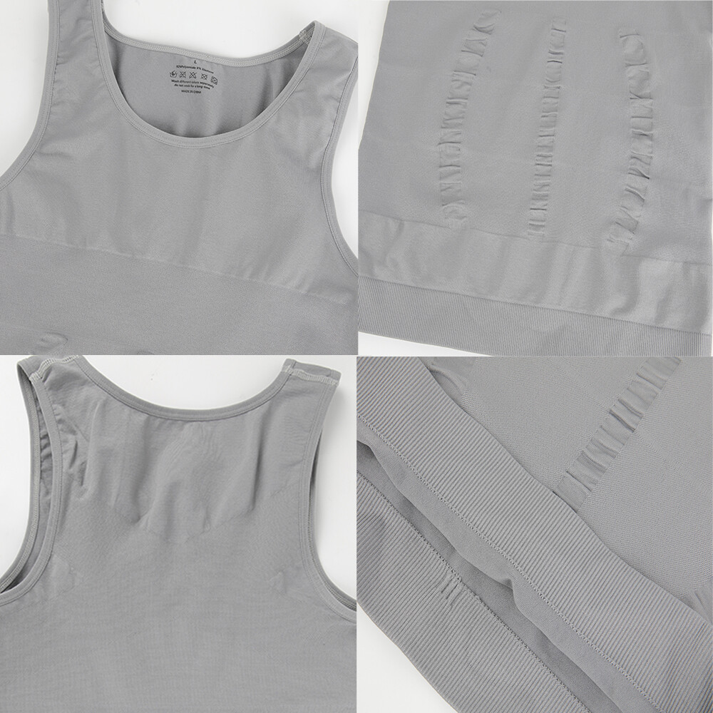 Slimming Men’s Compression Tank Top Tummy Control Belly Boobs Shaper Vest Shirts