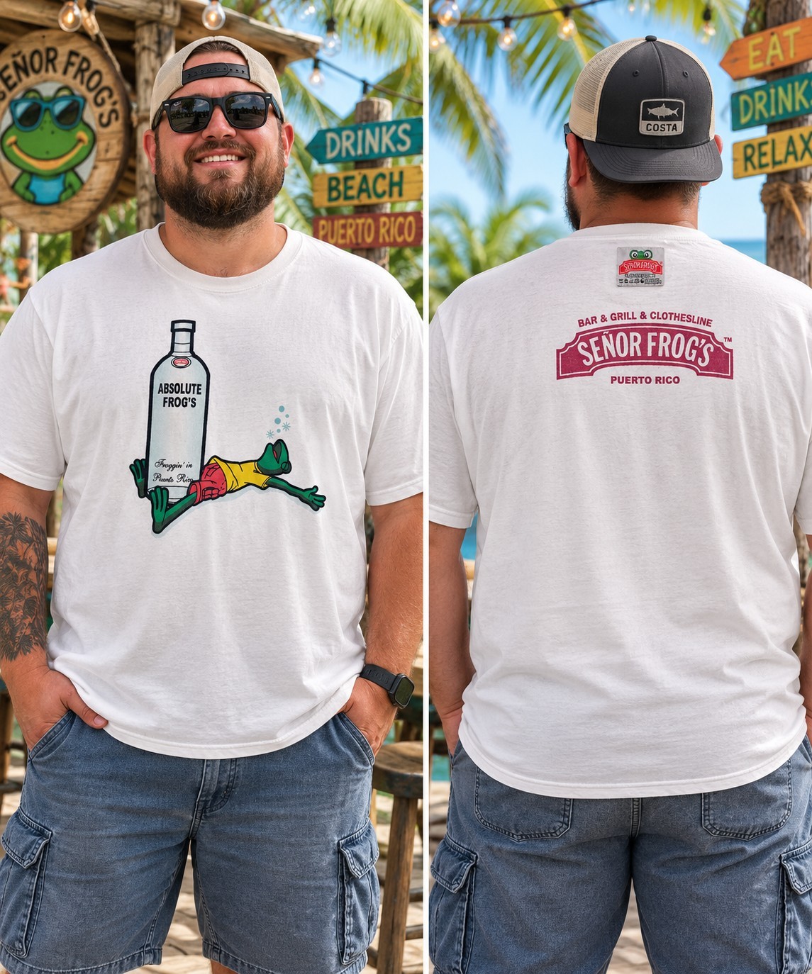 Vintage Señor Frog’s Puerto Rico Absolute Frog’s Graphic T Shirt Y2K Rags