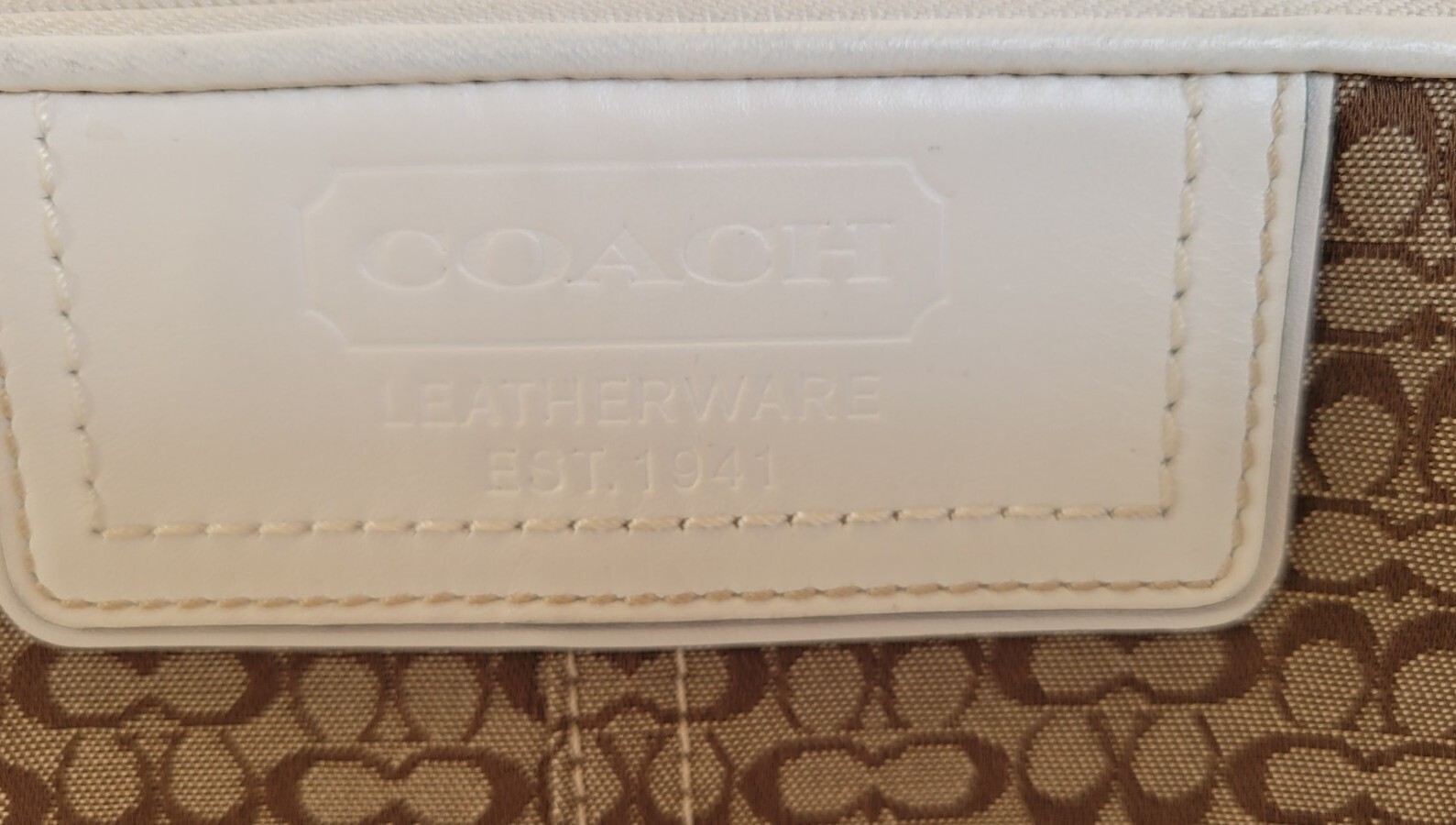 Coach Wristlet Wallet Brown Monogram CC Canvas White Leather Trim Strap