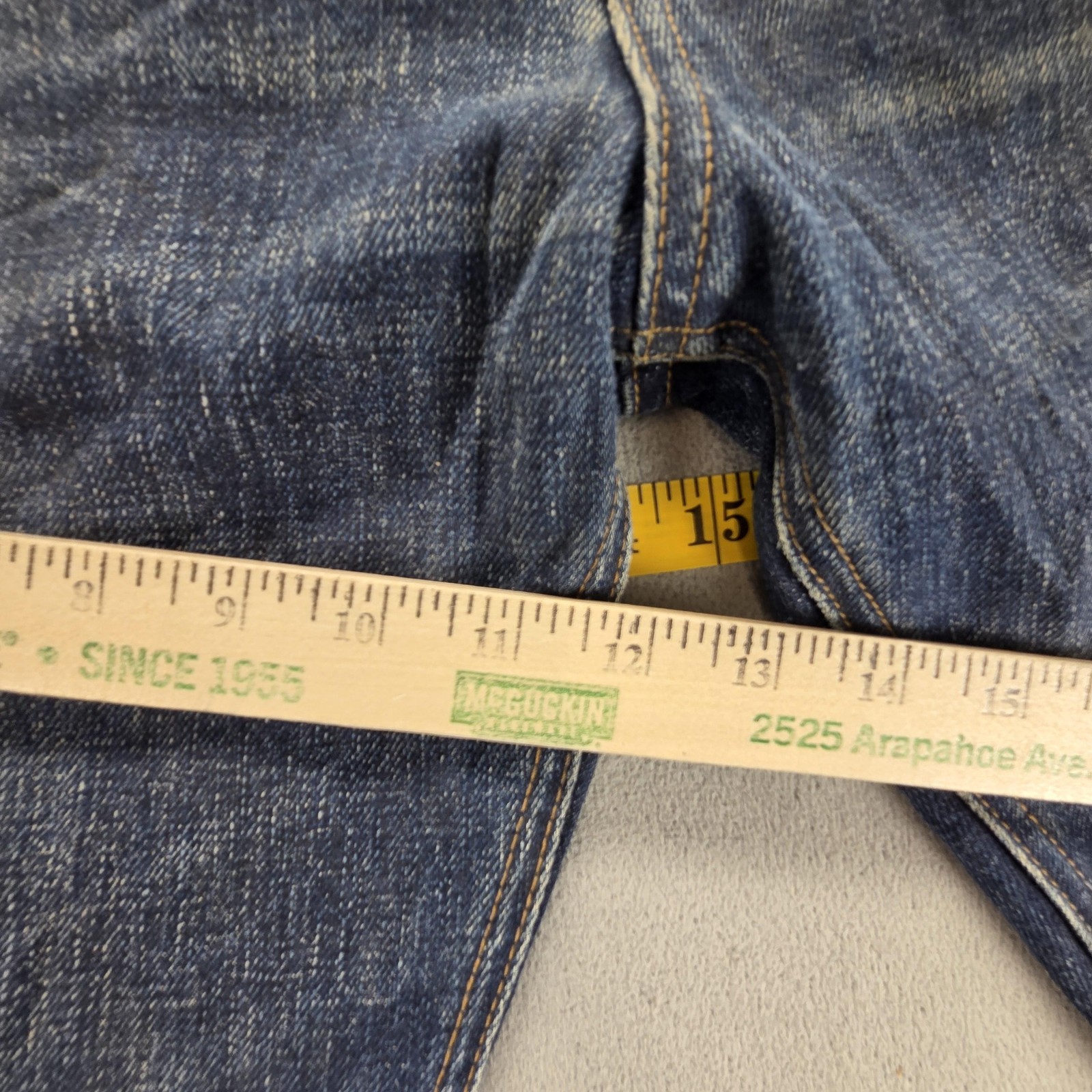 Selvedge Jeans Mens 34×32 Blue Regular Straight Farrell Buckle Back Honeycomb