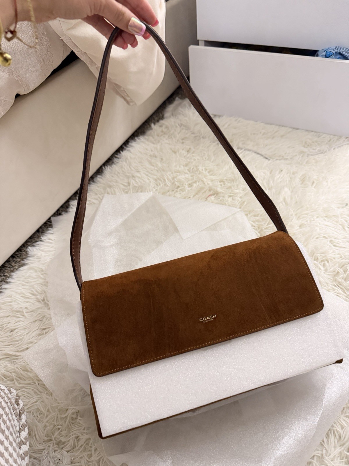 Coach Suede Chelsea Shoulder Bag 30 CDS59 B4WBR_NWT_Expedited