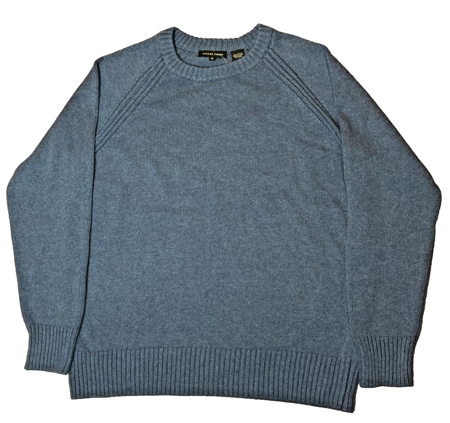 Jeanne Pierre Womens XL Knit Sweater Classic Gorpcore Denim Heather Blue Cotton