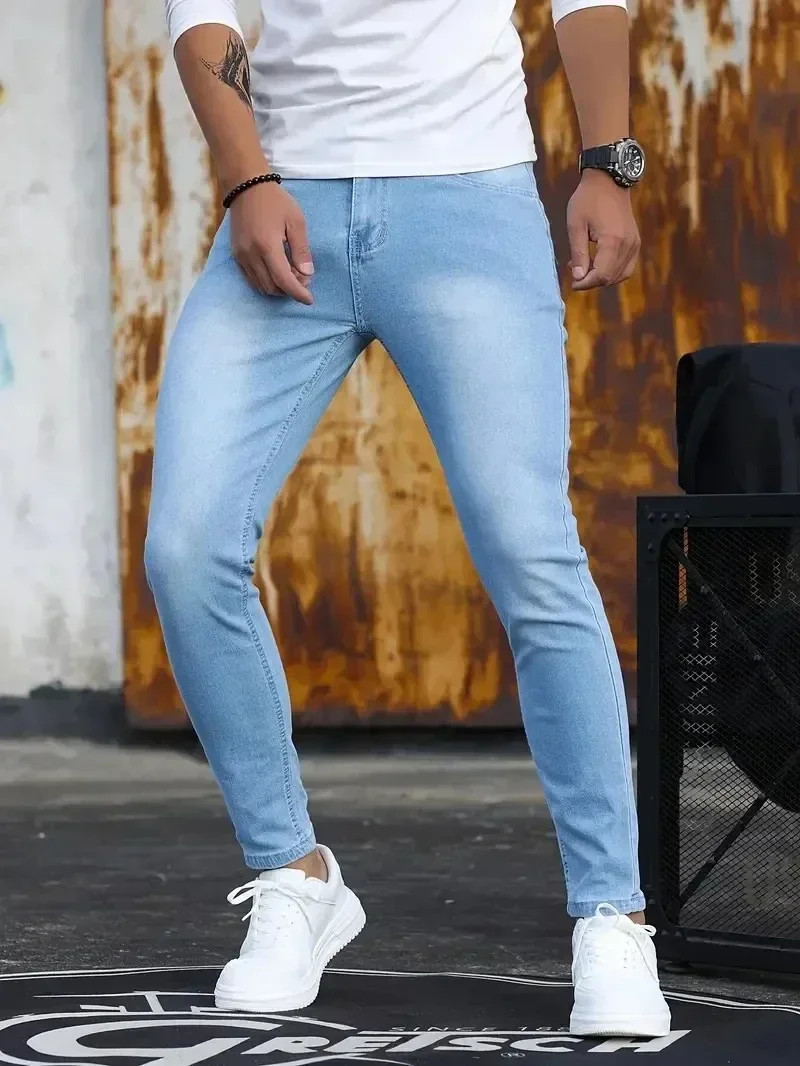 Men’s Stretch Skinny Denim Jeans Harajuku Hip-Hop Style