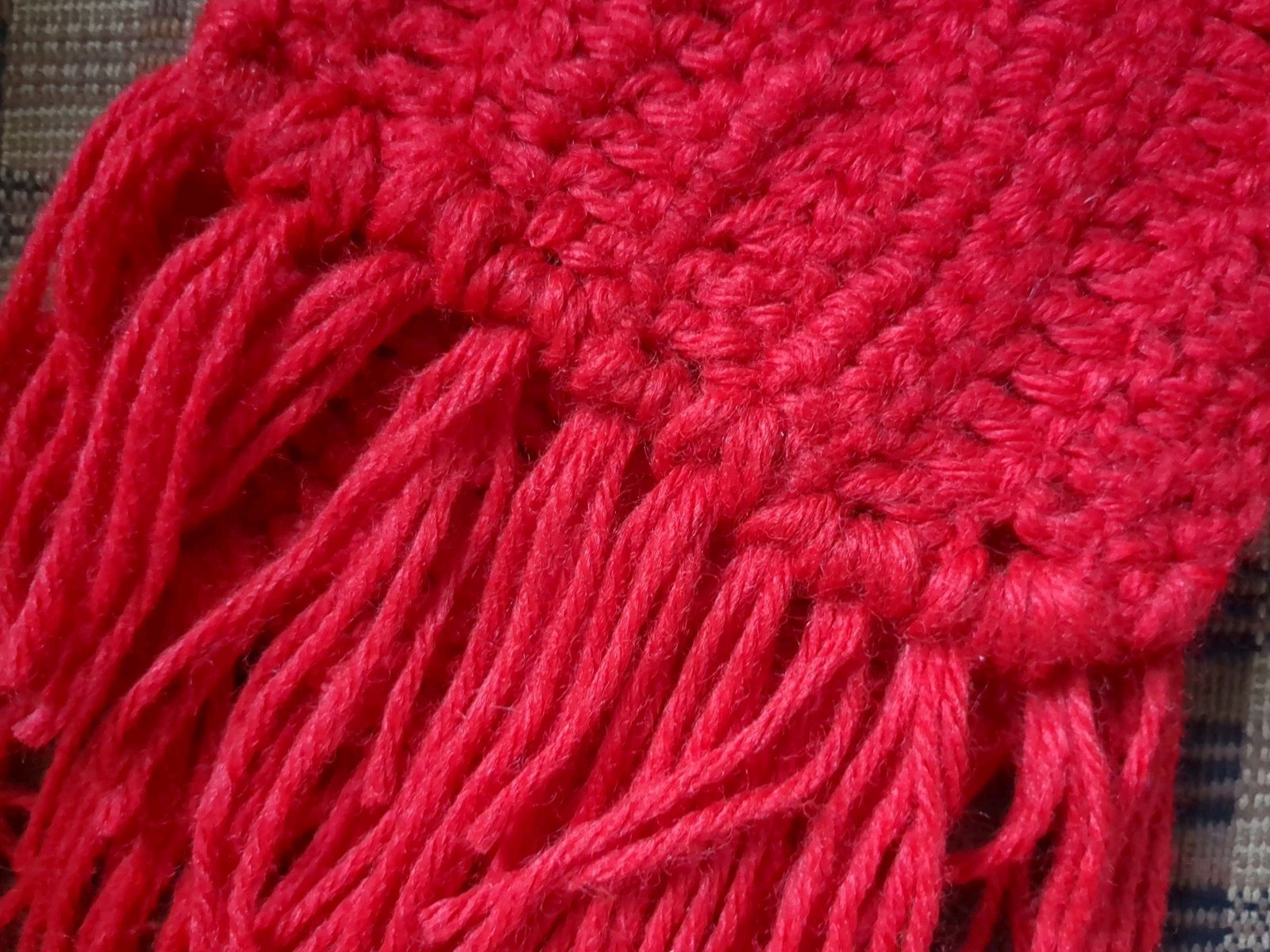 Handmade Crochet Knit Scarf – Stylish Women’s Red 4′ 5″ Long, 5″ Wide