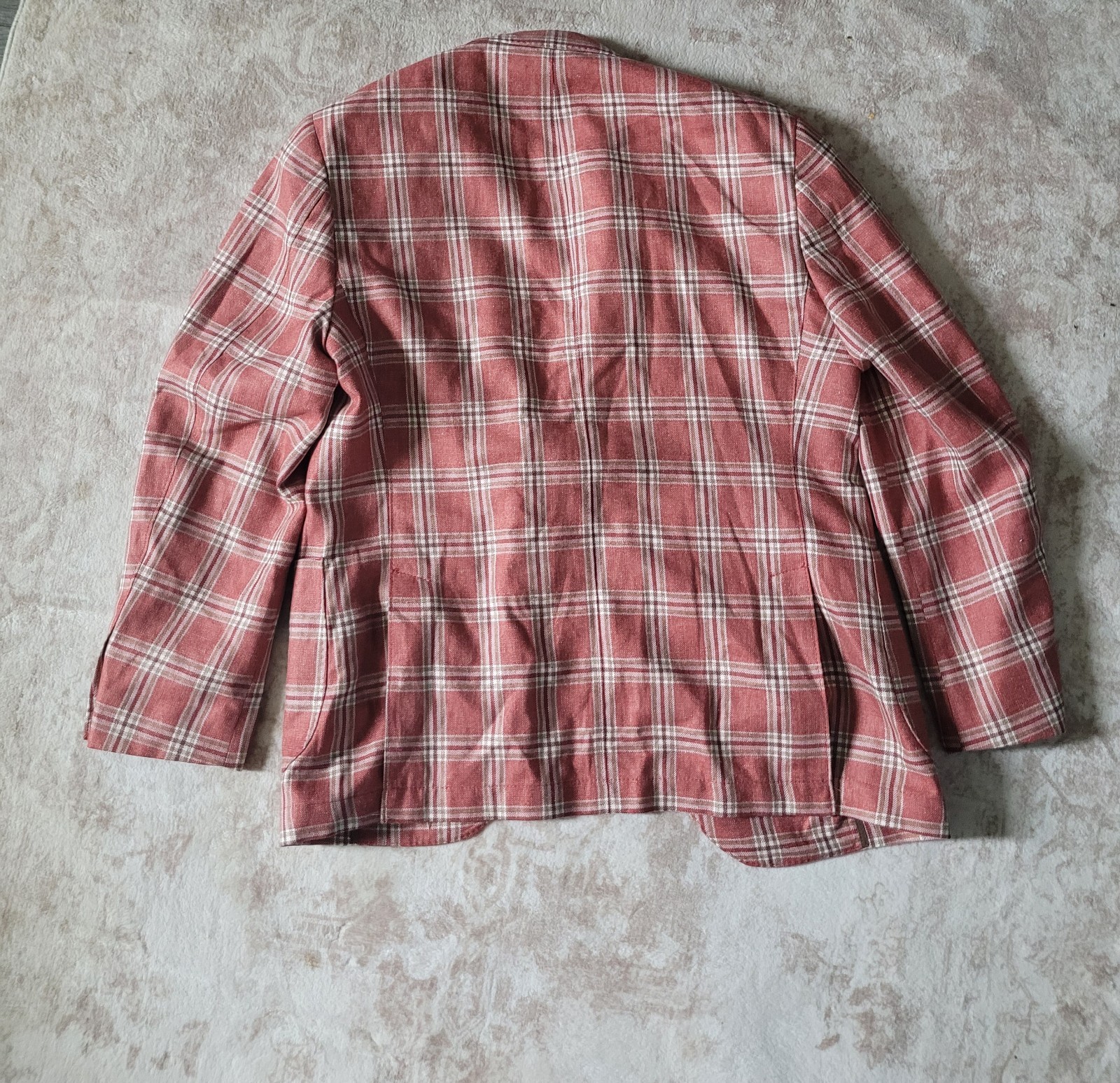 Kroons 38S Plaid Tweed Silk Linen Wool 2-Button Sport Coat Pink White