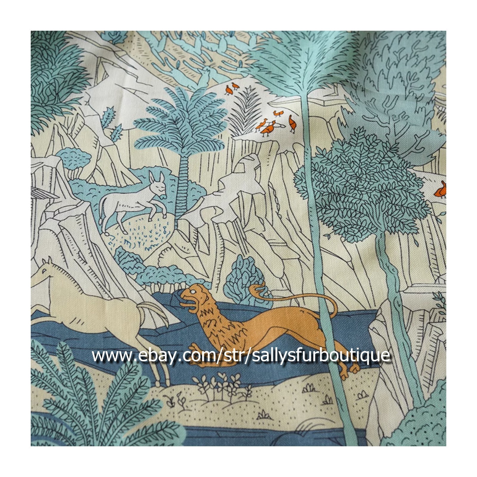 Sallys Boutique 70% Cashmere 30% Silk Wrap Scarf Animals Print 2 Face Shawl 53″