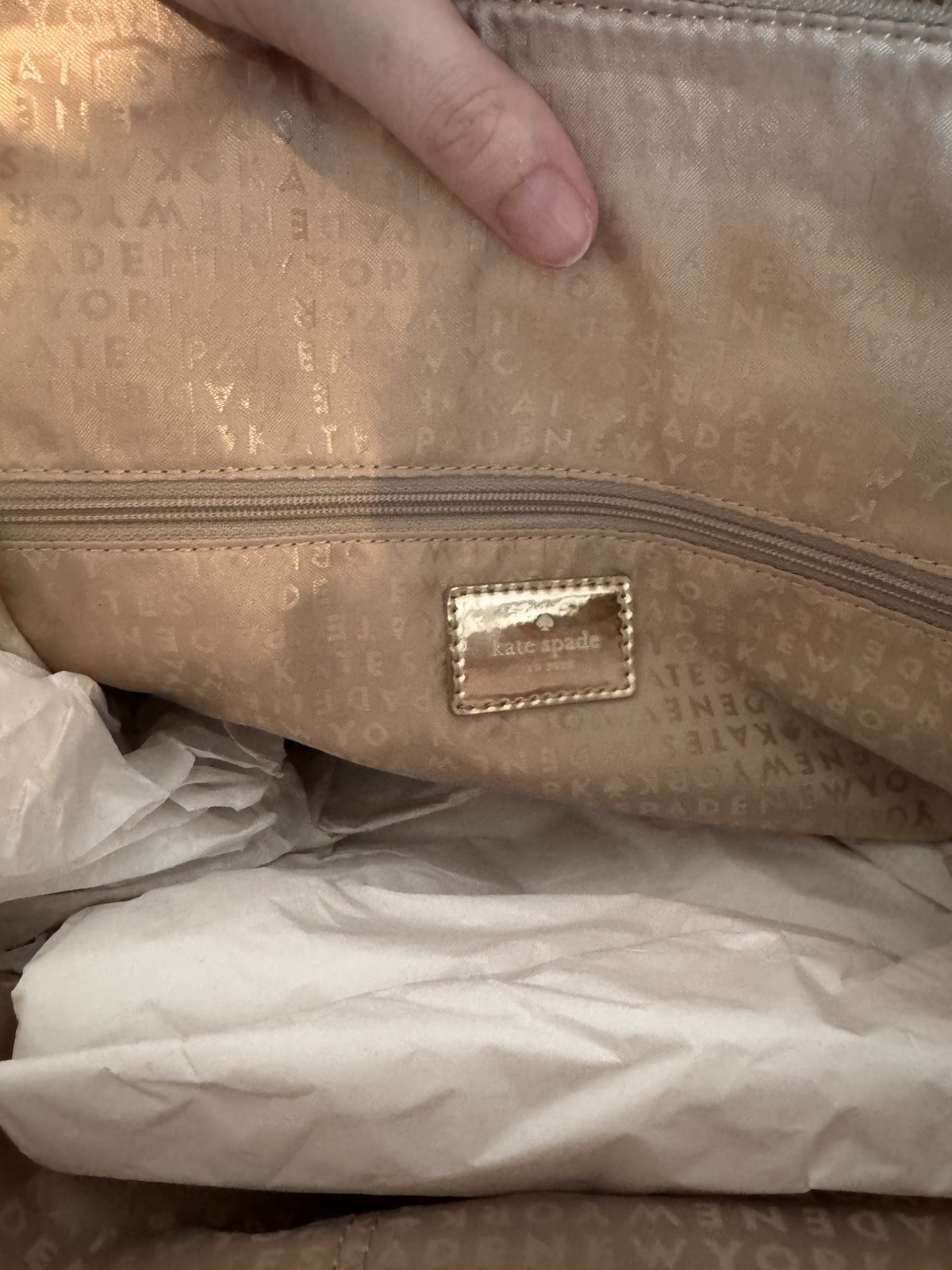 NWT Camellia Street Sophie Kate Spade NY Metallic Gold Polka Dot Large Tote Bag