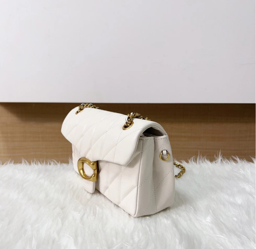 COACH Tabby 26 Quilted Shoulder Bag Beige Leather CP150 Outlet New