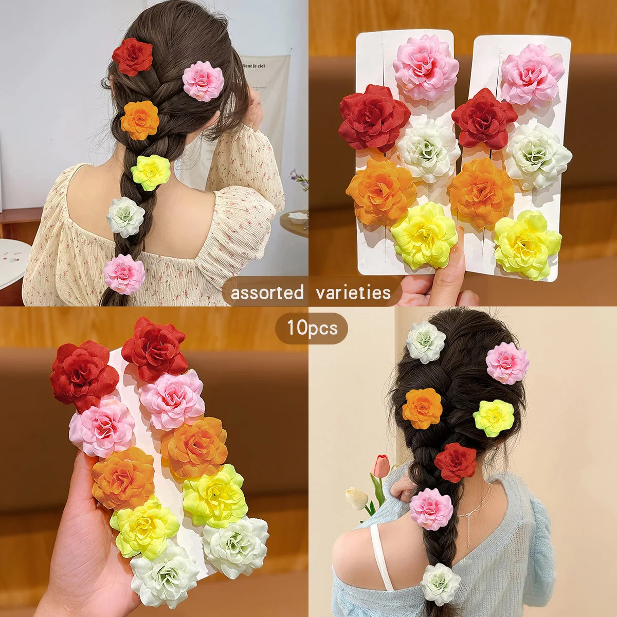 10 Pc Sunflower Hair Clips Cute Daily Hair Bands Headflowers Girls Accessories