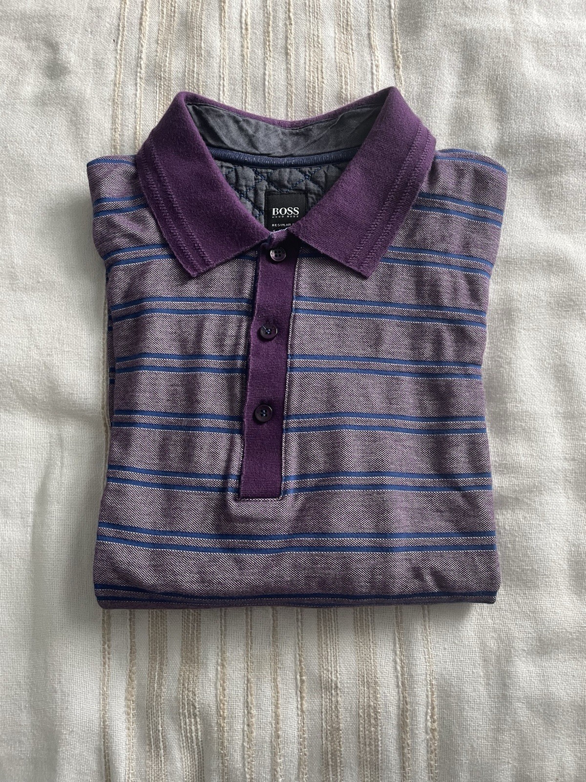 Hugo Boss Designer Long Sleeve Polo Shirt Cotton Size M
