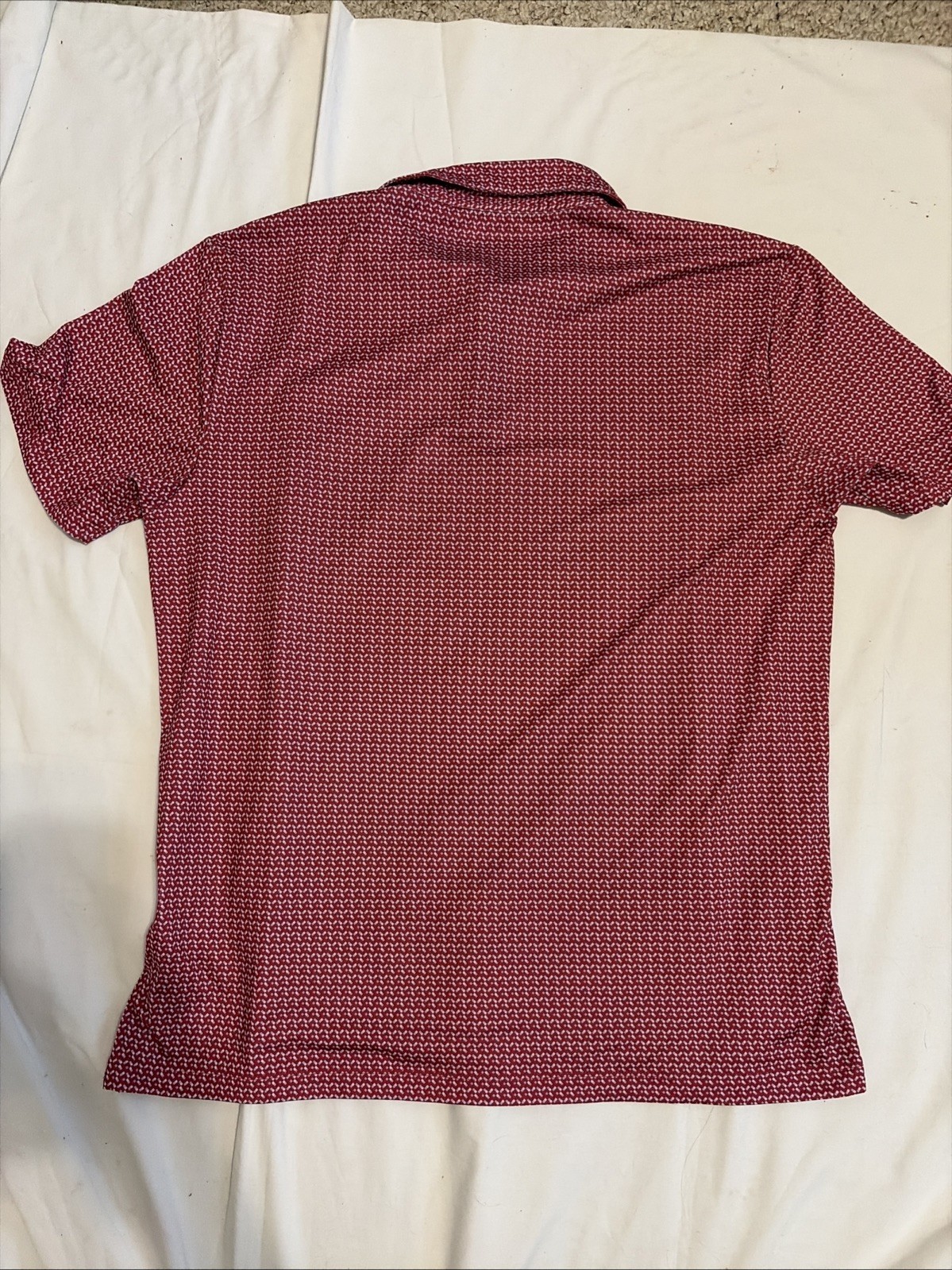 Quieti Tonal Texture Performance Men’s MEDIUM S/S Red White Blue Polo Knit