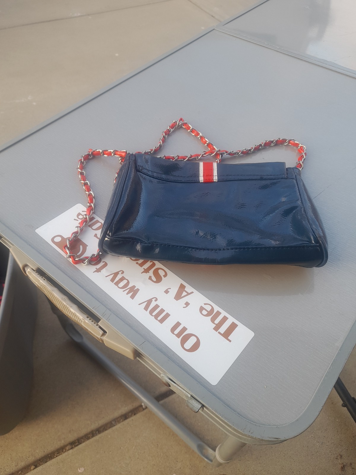 Faux Leather Union Jack Crossbody Bag With Woven Chain Strap