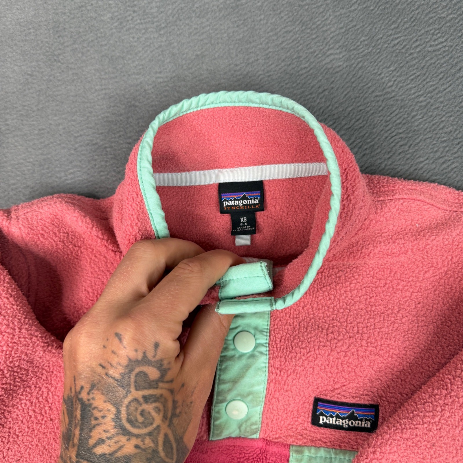Patagonia Kids Synchilla Snap-T Fleece Pullover Pink Mint XS 5-6 65546 SP19