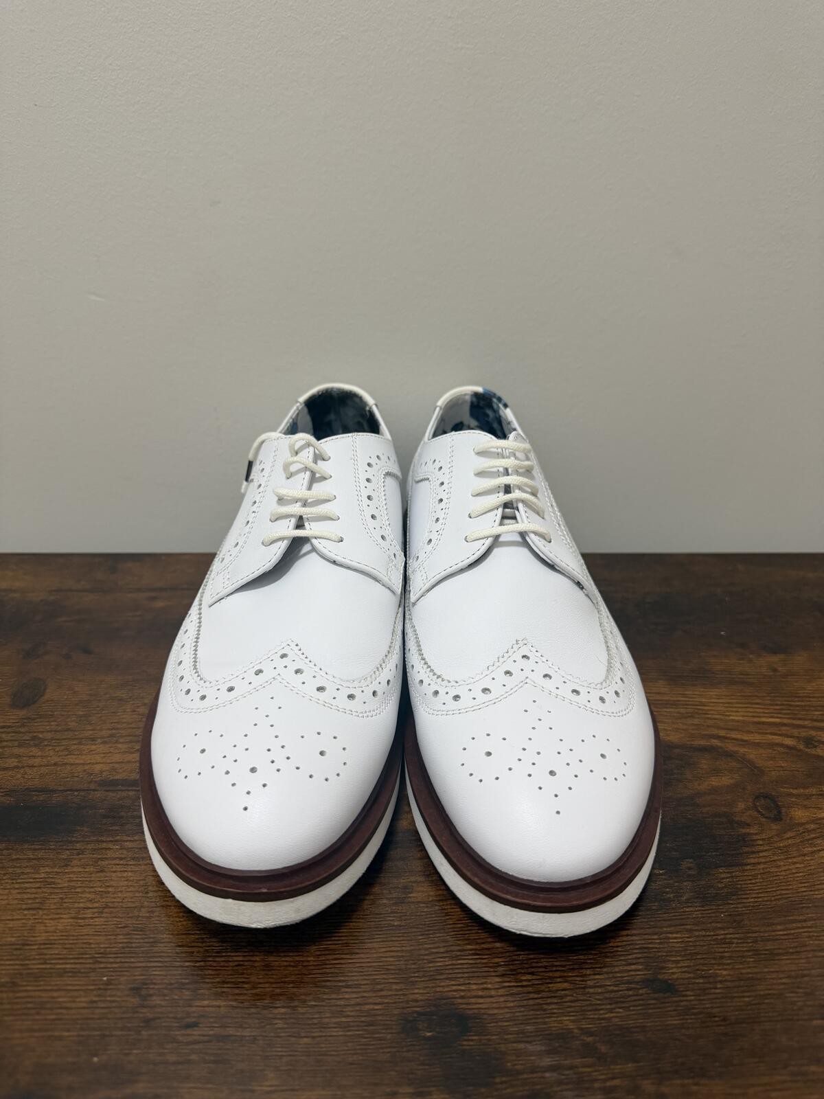 Paisley & Gray White Leather Wingtip Oxford Dress Shoes Size 10