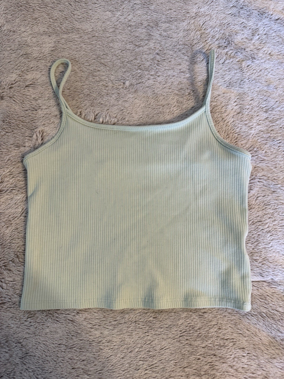 American Eagle Adjustable Ribbed Mint Green Cropped Tank Top, Size Small