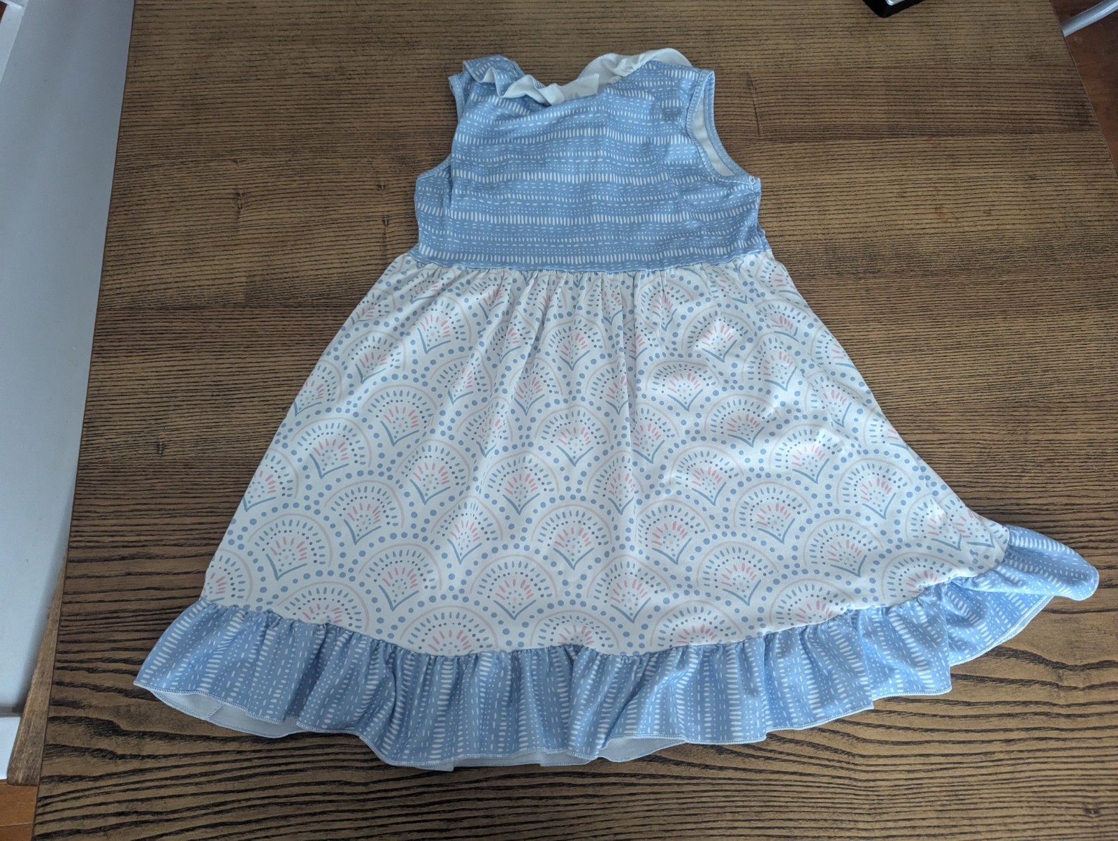 EUC Pete & Lucy Girls Small 6/6x Boho Blues Dress Ruffle Sleeveless Faux Wrap