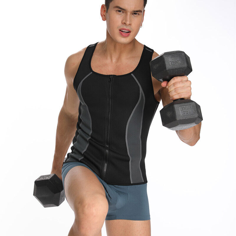 Zipper Gynecomastia Compression Tank Top for Men Sweat Vest Fitness Body Shaper