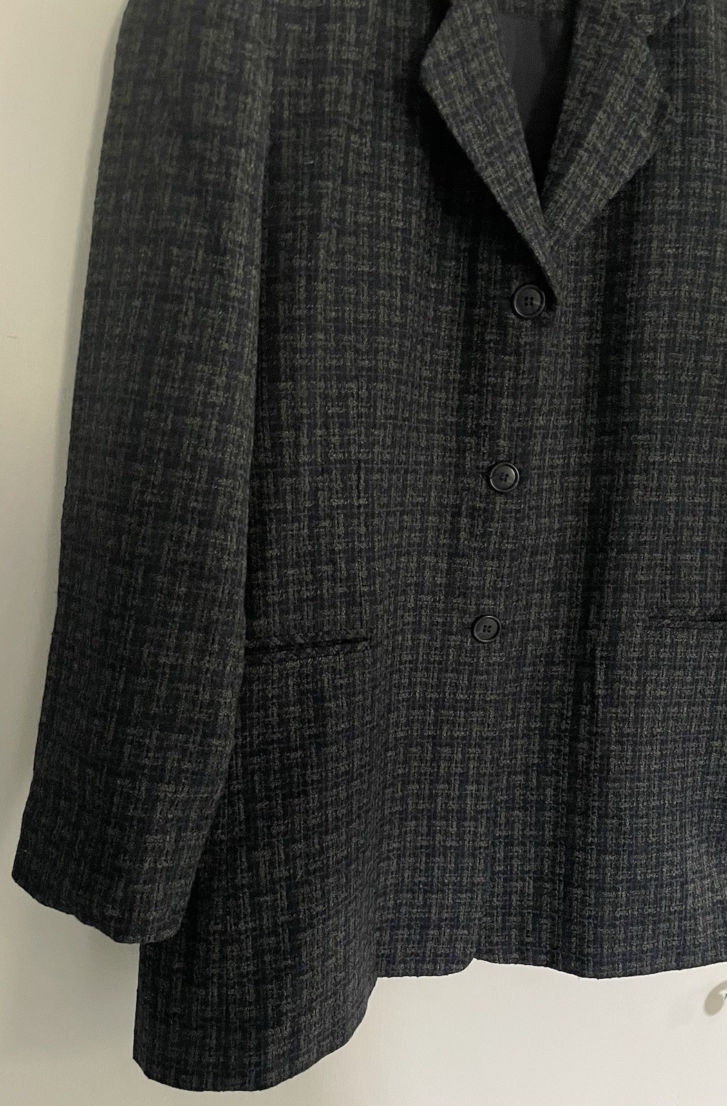 Vtg Adolfo Studio Women’s 2 Piece Tweed Skirt Suit Gray Blue Blazer Work Size 14