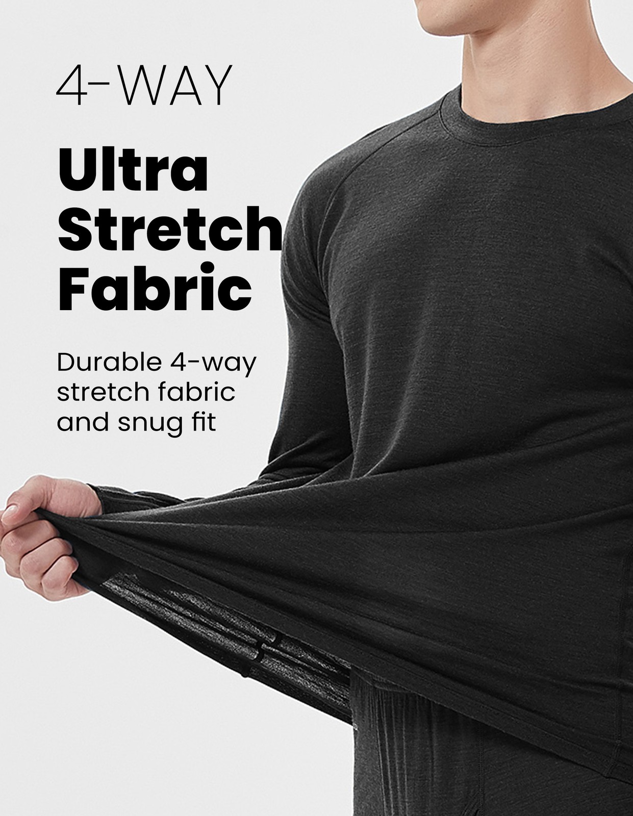 Men 100% Merino Wool Base layer Set Winter Underwear Bottom Long Sleeve Top Gift