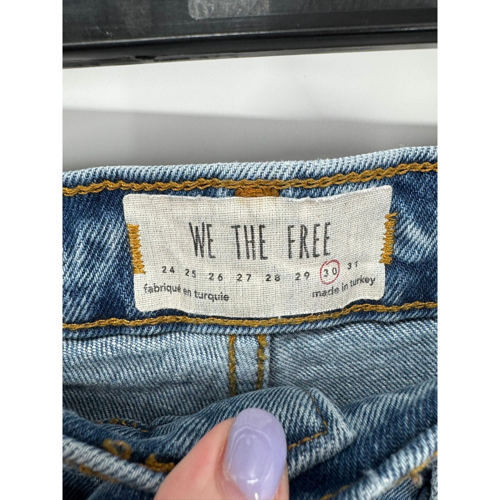 We The Free Women’s 30 Button Fly Jeans Distressed Frayed Hem Denim Light Wash