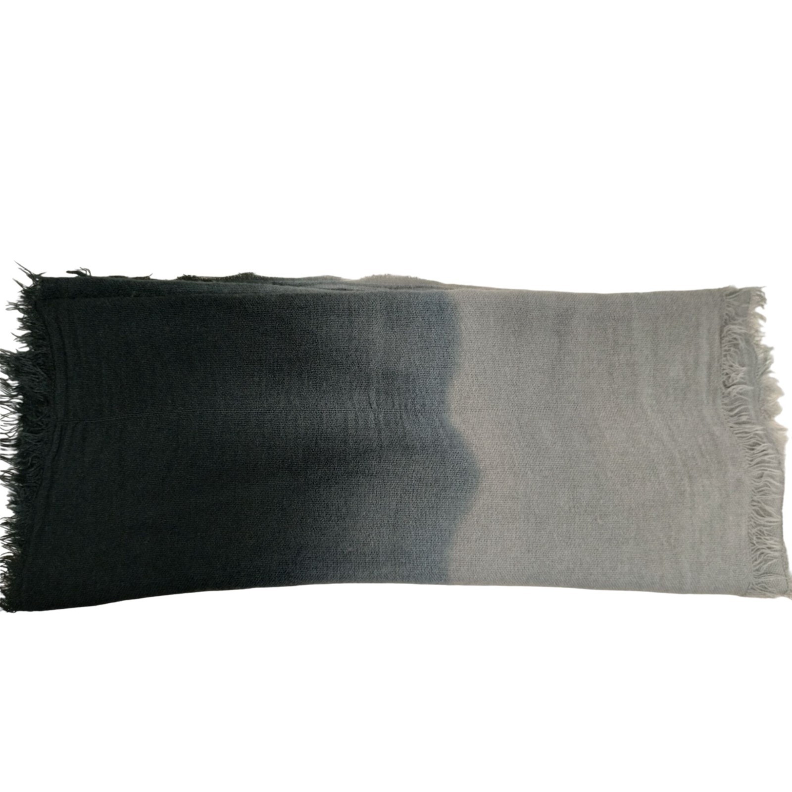 Womens Gradient Ombre Black To Gray Soft and Cozy Fringe Scarf 72 x 20 inches