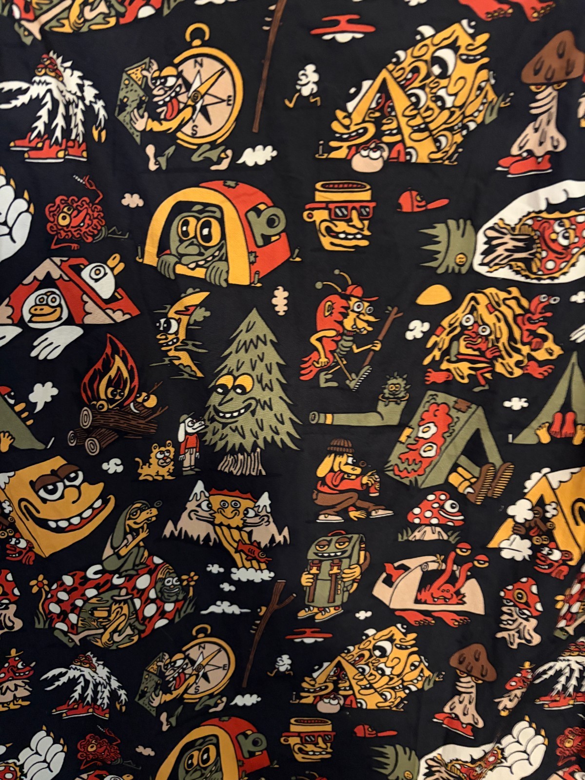 Killer Acid No Bad Trips Button Down Mushroom Print Camp Mens Small