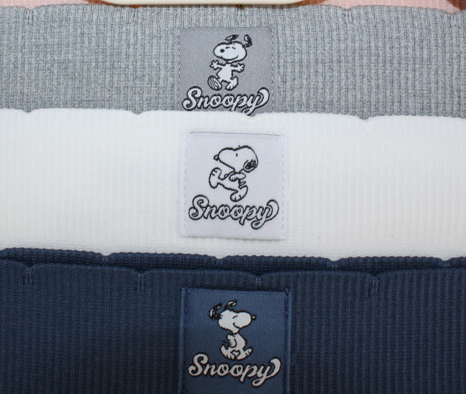 NWT set of 5 PEANUTS SNOOPY seamless ribbed panties BLUE WHITE BLACK GRAY embro