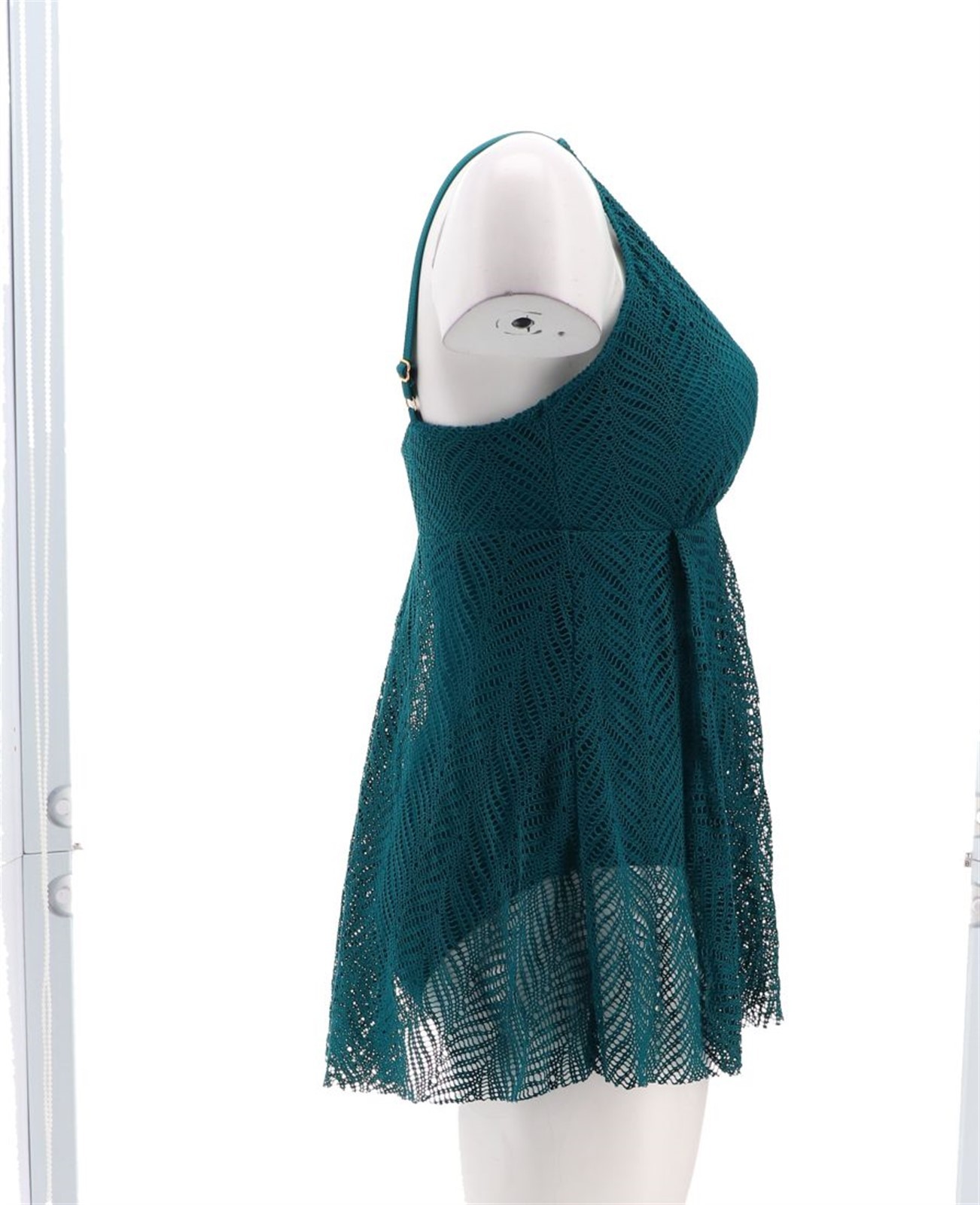 Kim Gravel Swimsuits All Swim Dress Crochet Overlay Moroccan Blue 14 NWOT (461)