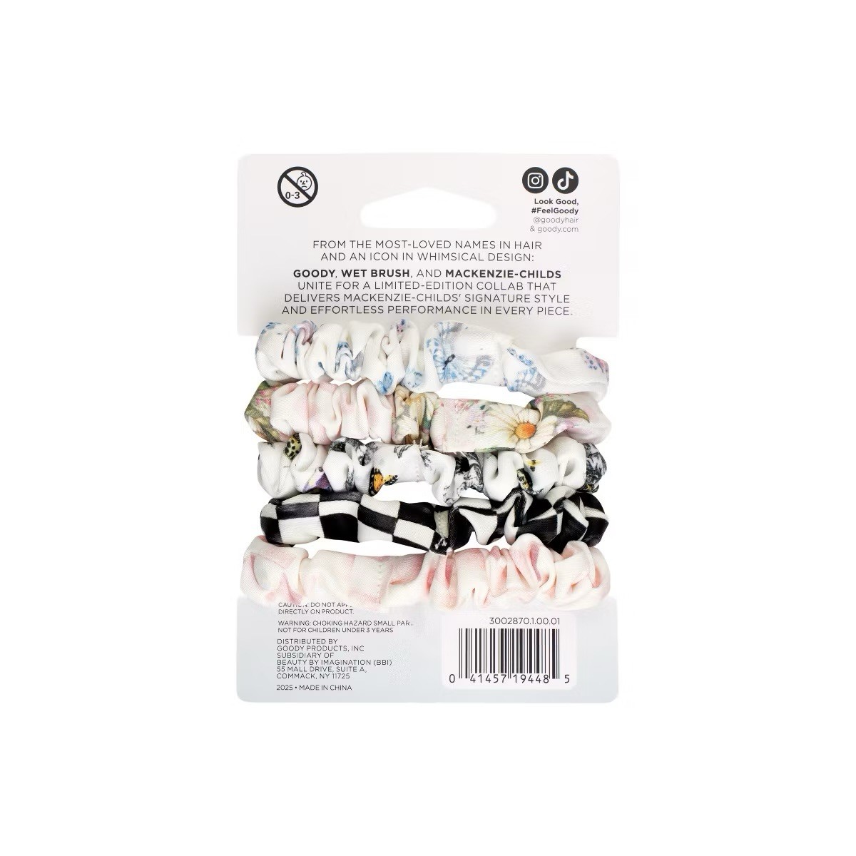 MacKenzie Childs x Goody Target 🎀🖤 Satin Scrunchies Hair Ties Pack 5 count NEW