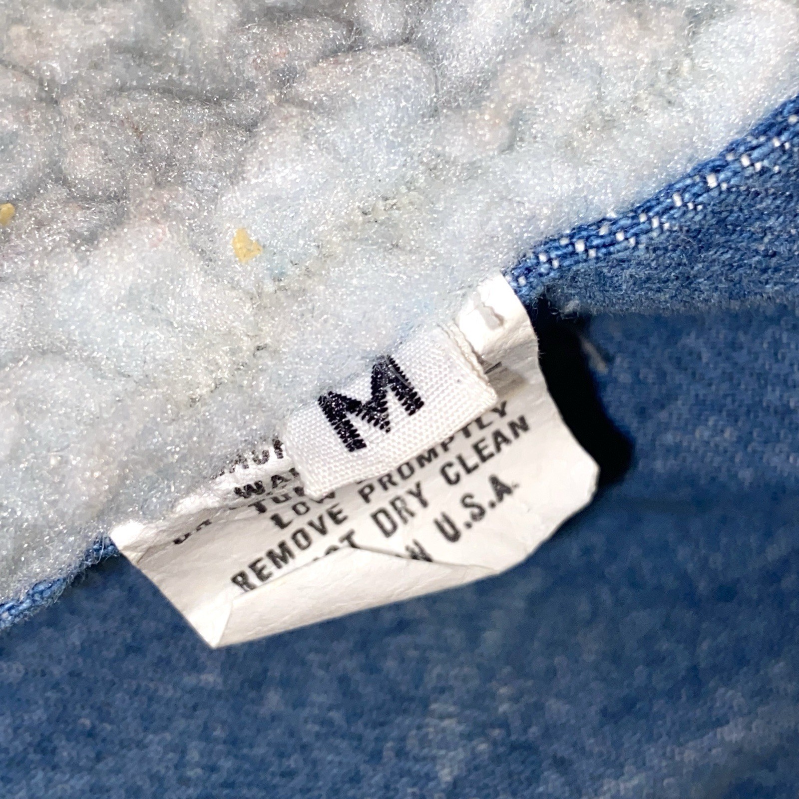 Vintage 90s Denim Duffle Coat Toggle Jacket Sherpa Lined Size M Made in USA