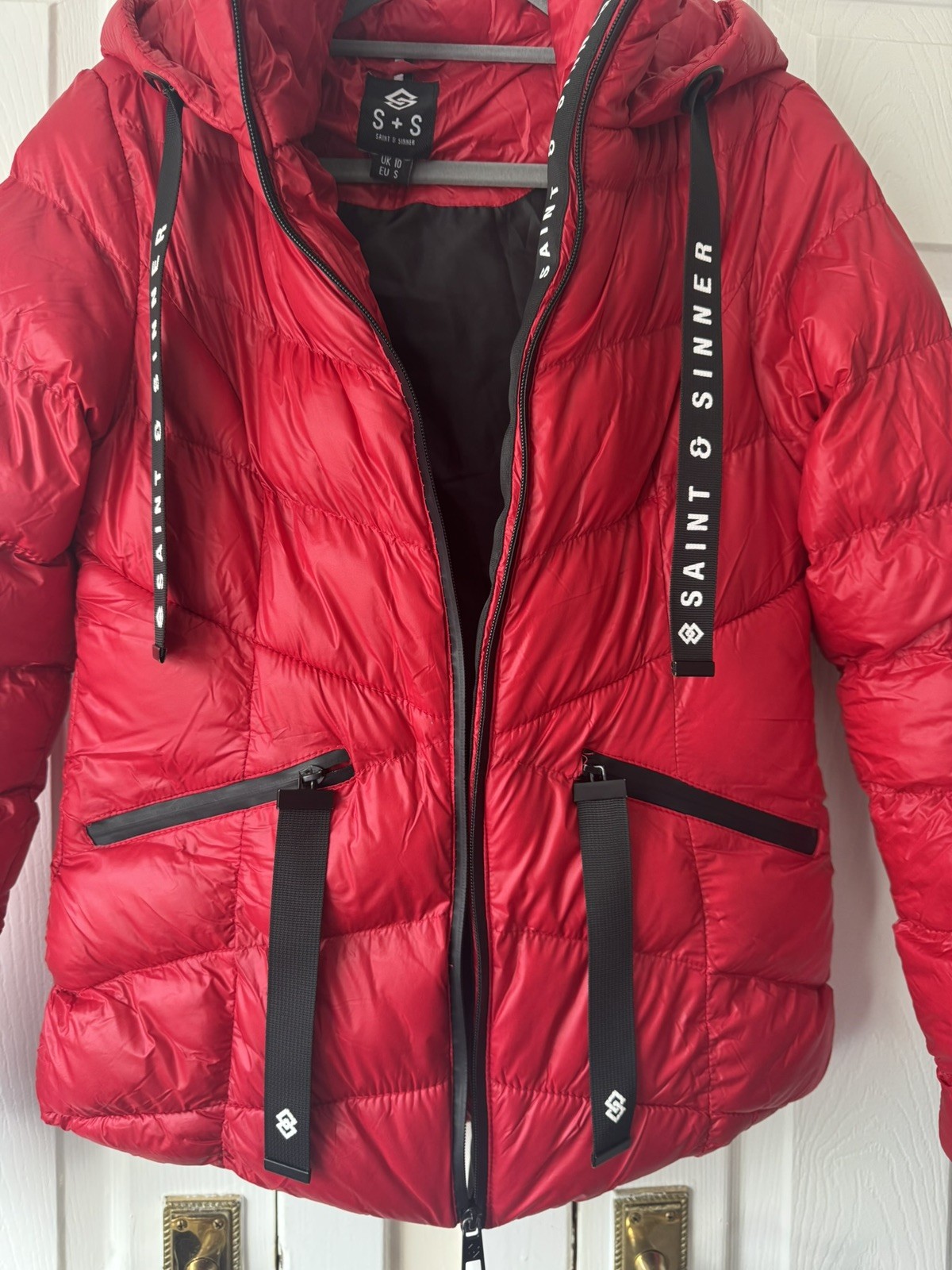 Saint & Sinner Red Puffer Jacket Size Uk 10 New Without Tags Women’s Clothing