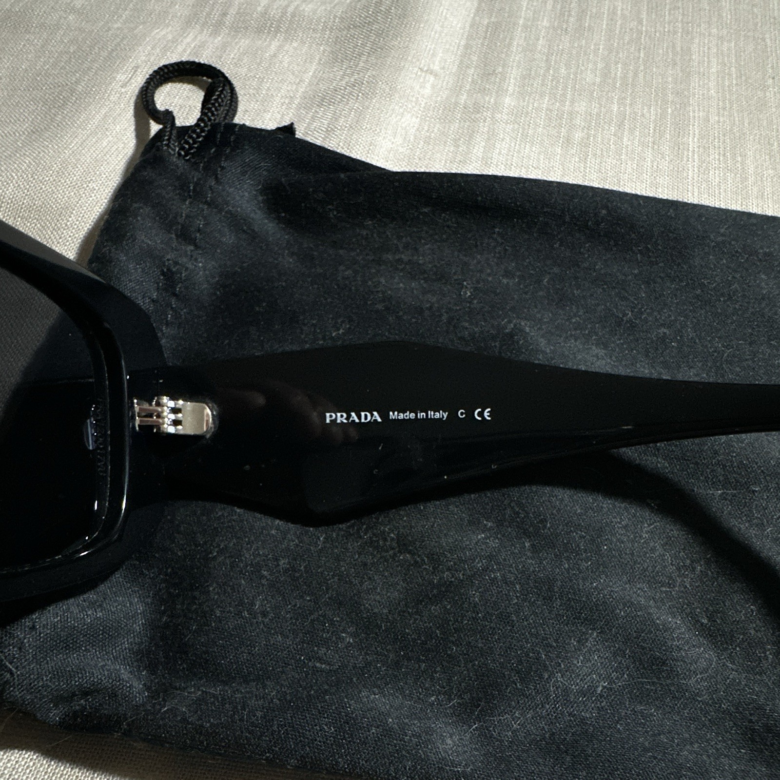 Prada SPR 17W-F Rectangle Full Rim Sunglasses Black/Black Tinted 145mm