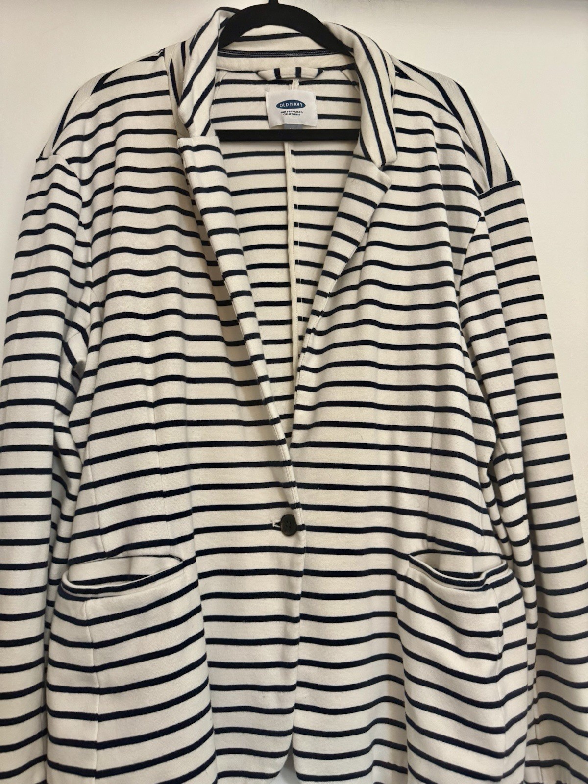 Old Navy Plus XXL Coastal Striped Cotton Jersey Knit Blazer Navy Classic Jacket