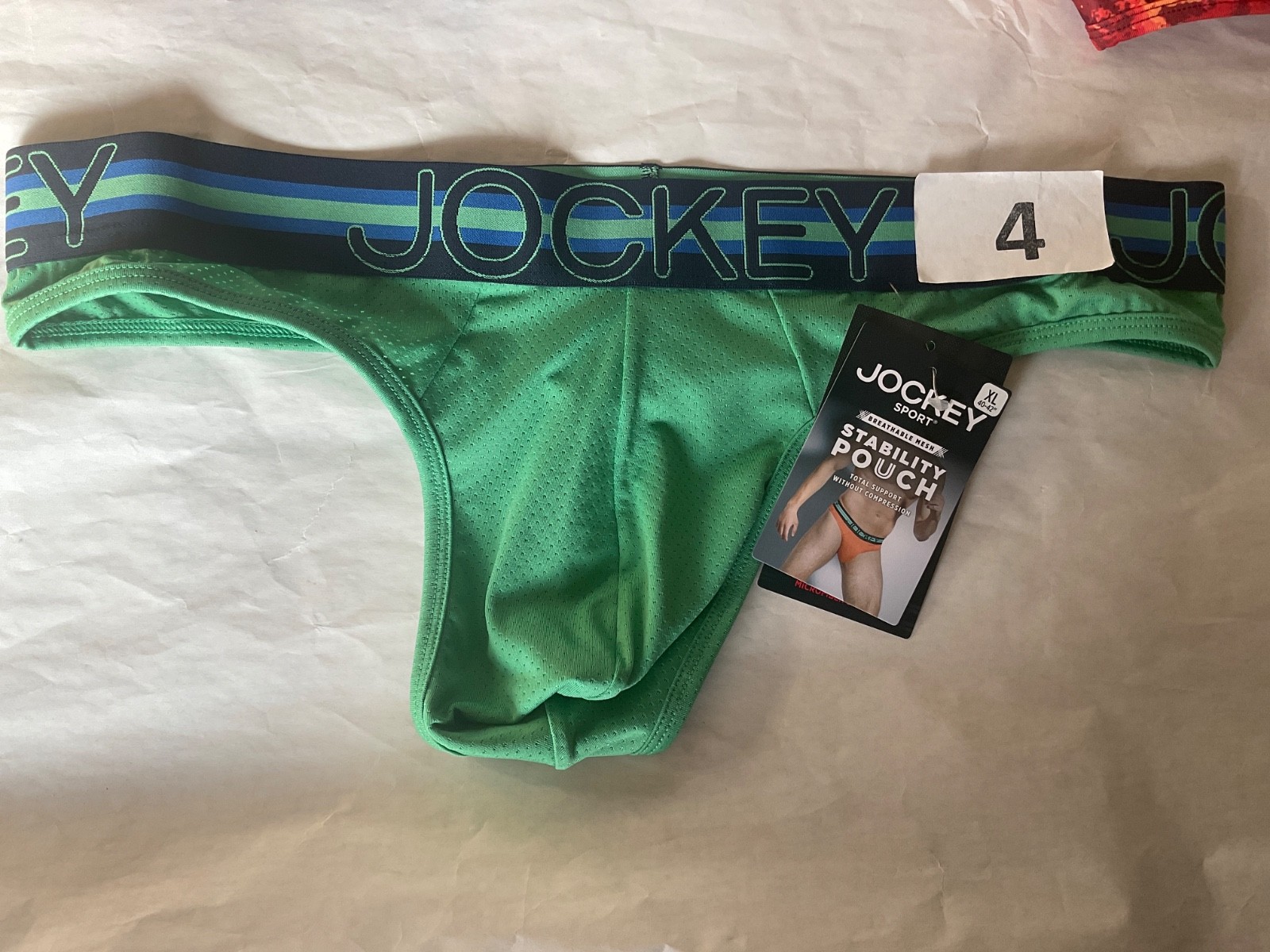 Jockey Sport Breathable Mesh Stability Pouch Thong Microfiber New Blue Green