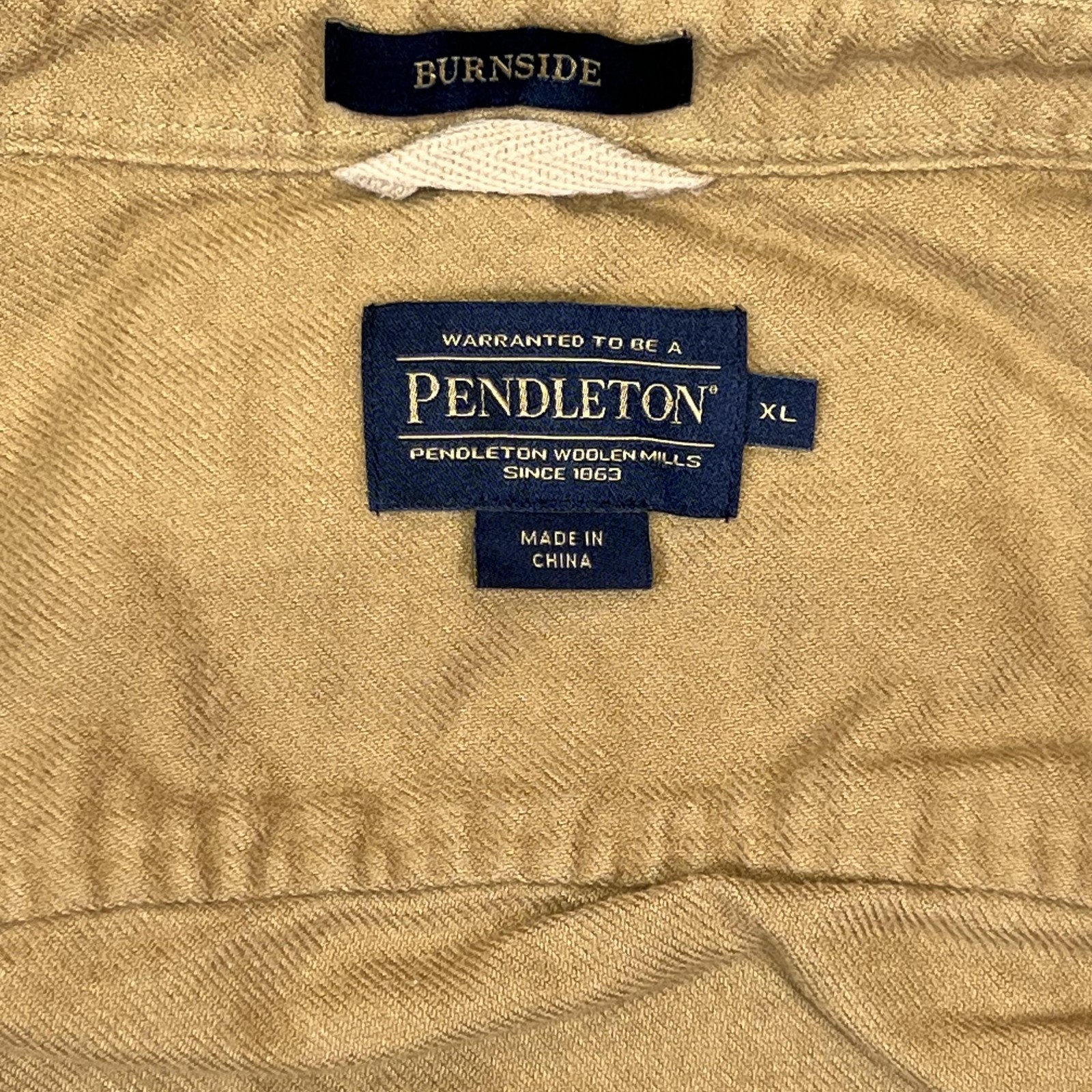Pendleton Shirt Mens XL Beige Solid Twill Button Front Long Sleeve Casual