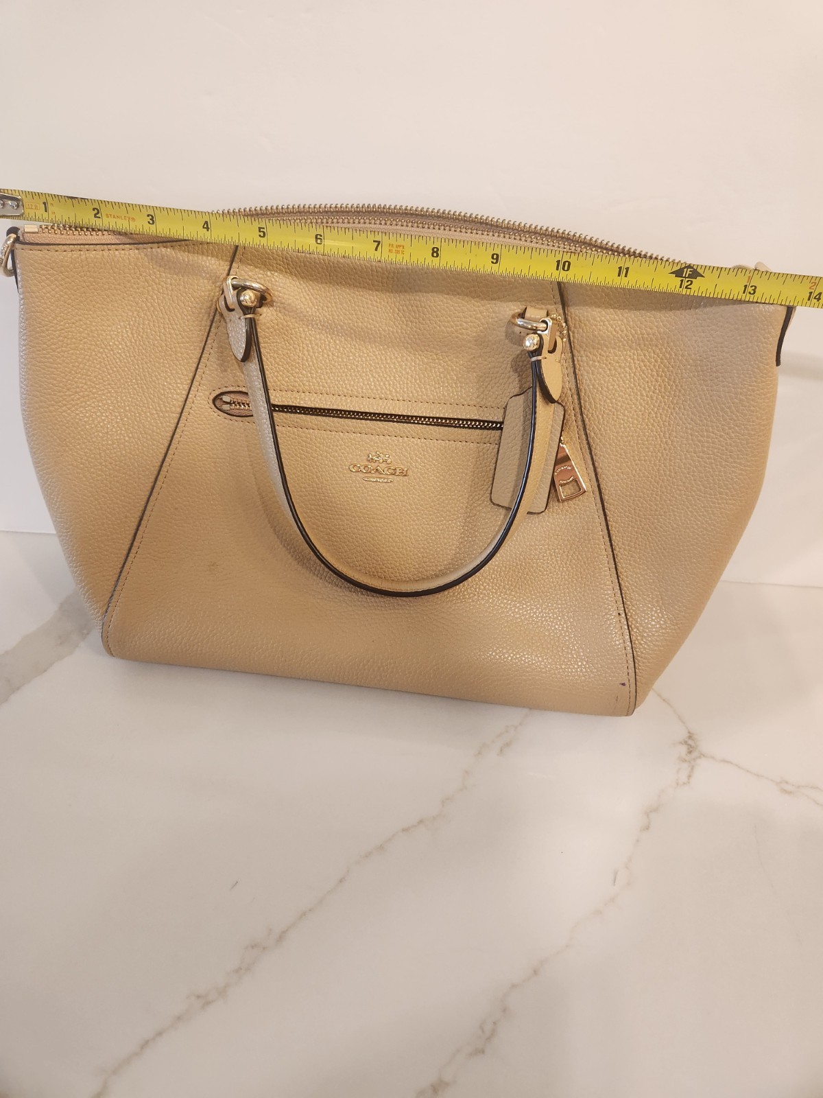 Coach Prairie Pebbled Leather Satchel Crossbody Women’s Handbag – Camel/Tan
