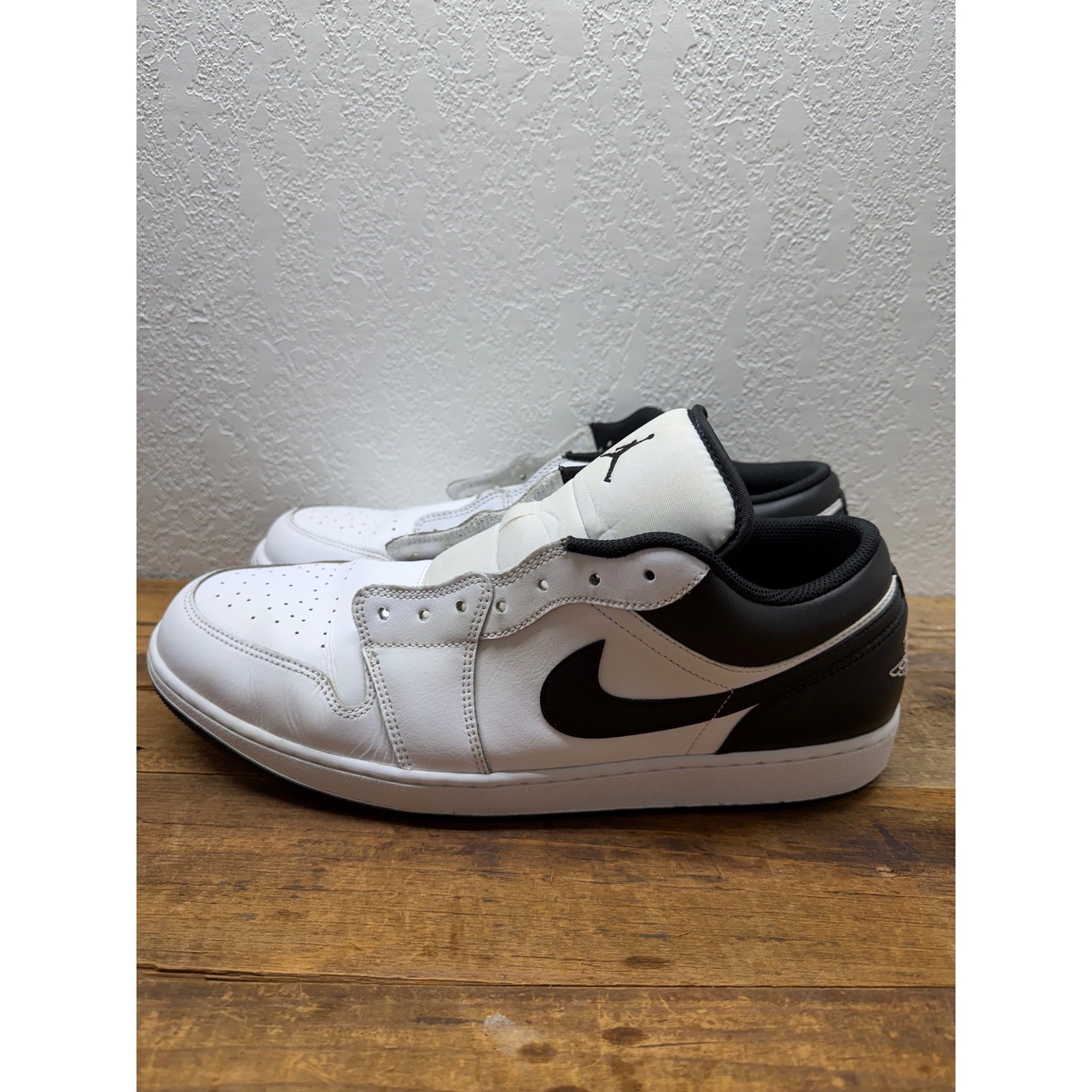 Nike Air Jordan 1 Low White Black Mens Size 15 553558-132 Basketball Shoes