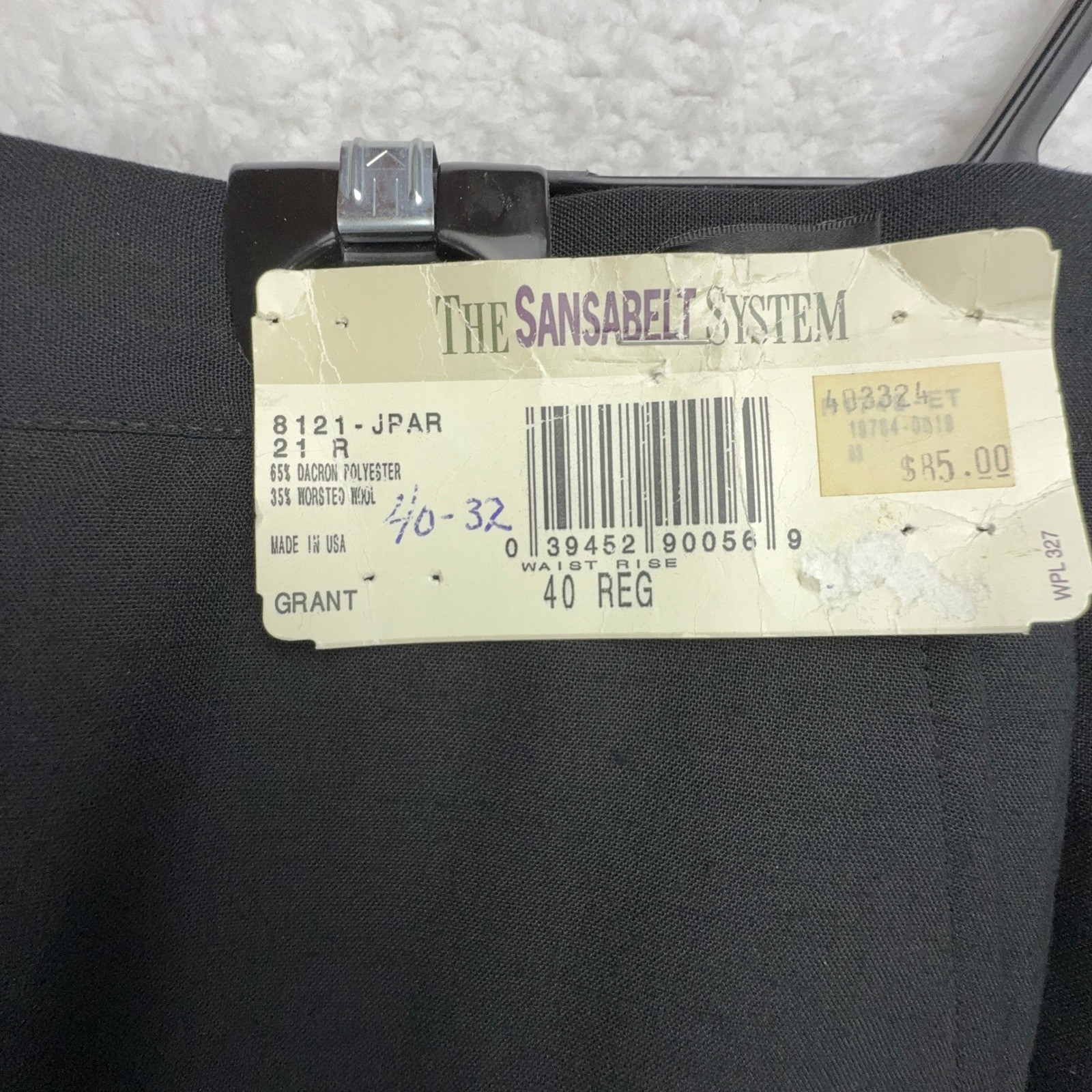 The Sansabelt System Mens 40 Reg Black Polyester Worsted Wool Pants 8121-JPAR