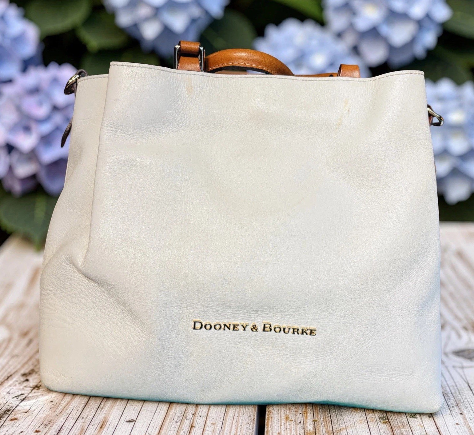 Dooney Bourke Bone Off-White City Barlow Smooth Leather Large Satchel Bag