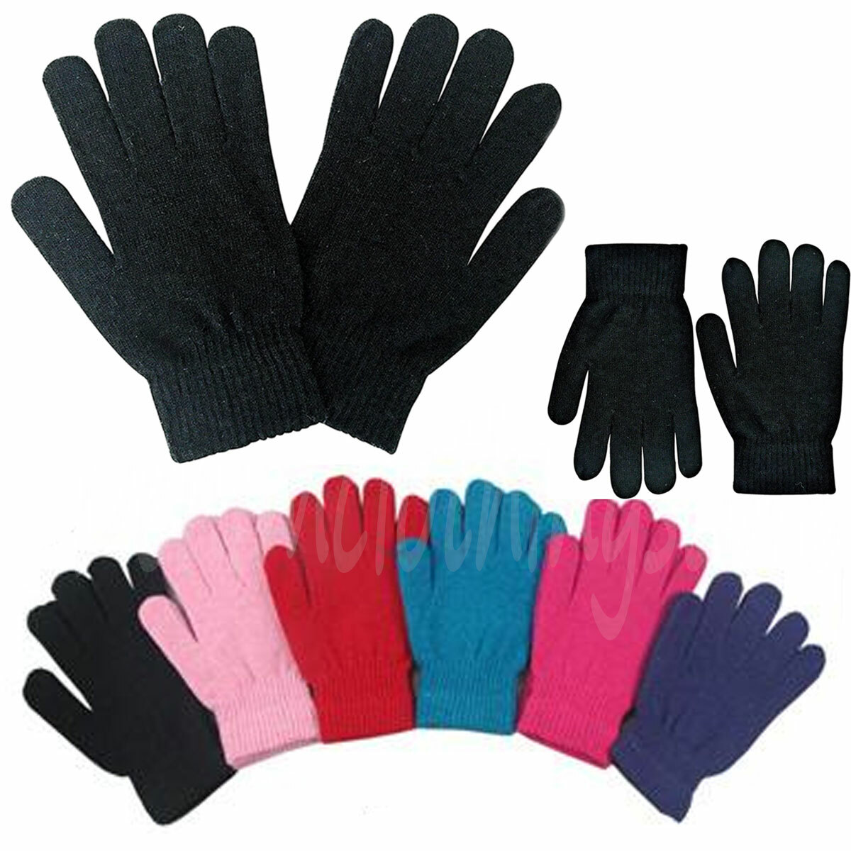 72 Pairs Men Women Assorted Warm Winter Magic Gloves Knit Stretchy Wholesale Lot