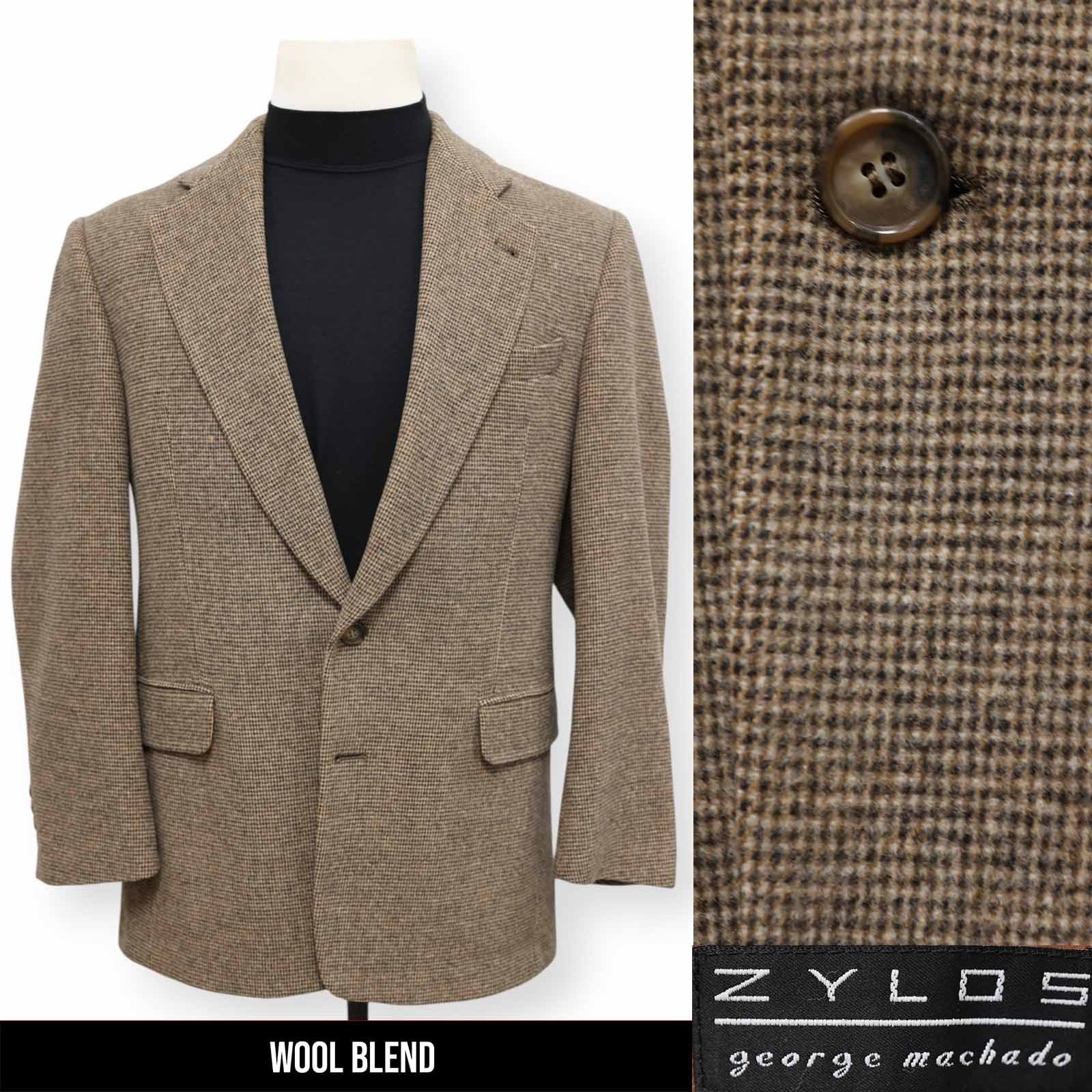 ZYLOS mens brown patterned WOOL + CAMEL sport coat suit jacket blazer 40 41 R