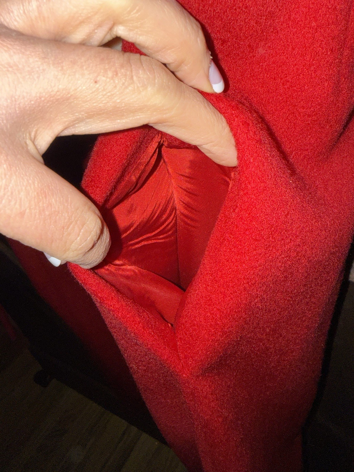 Vintage Karen Petites Red Wool Coat Made In USA Measurements In Pictures