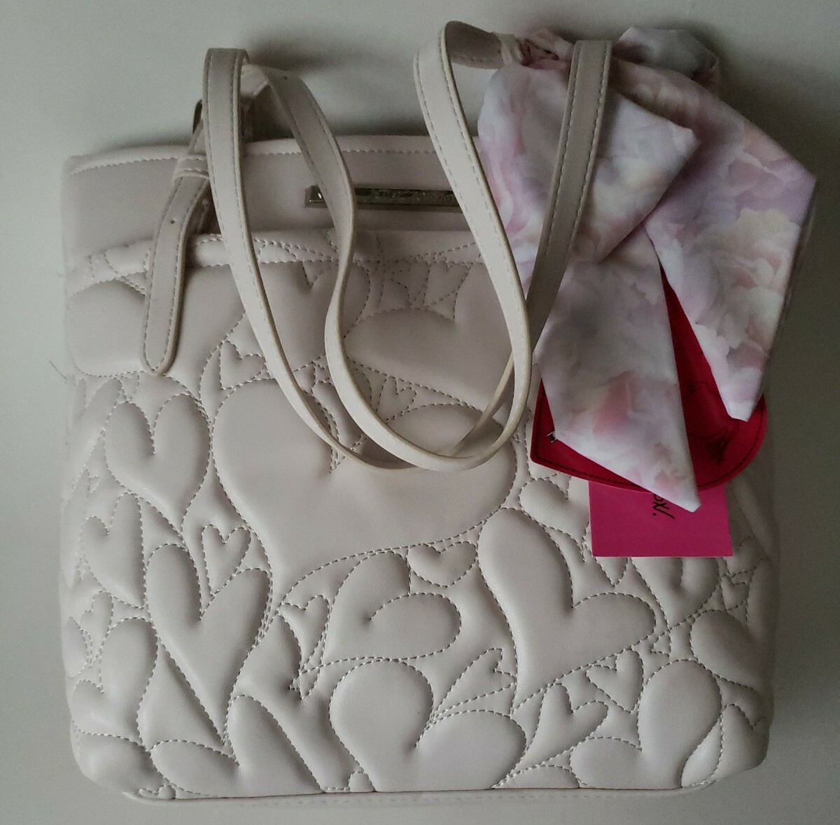 Betsey Johnson XO Aaliya Shopper with Scarf Pink Tote Shoulder Bag Purse NWT