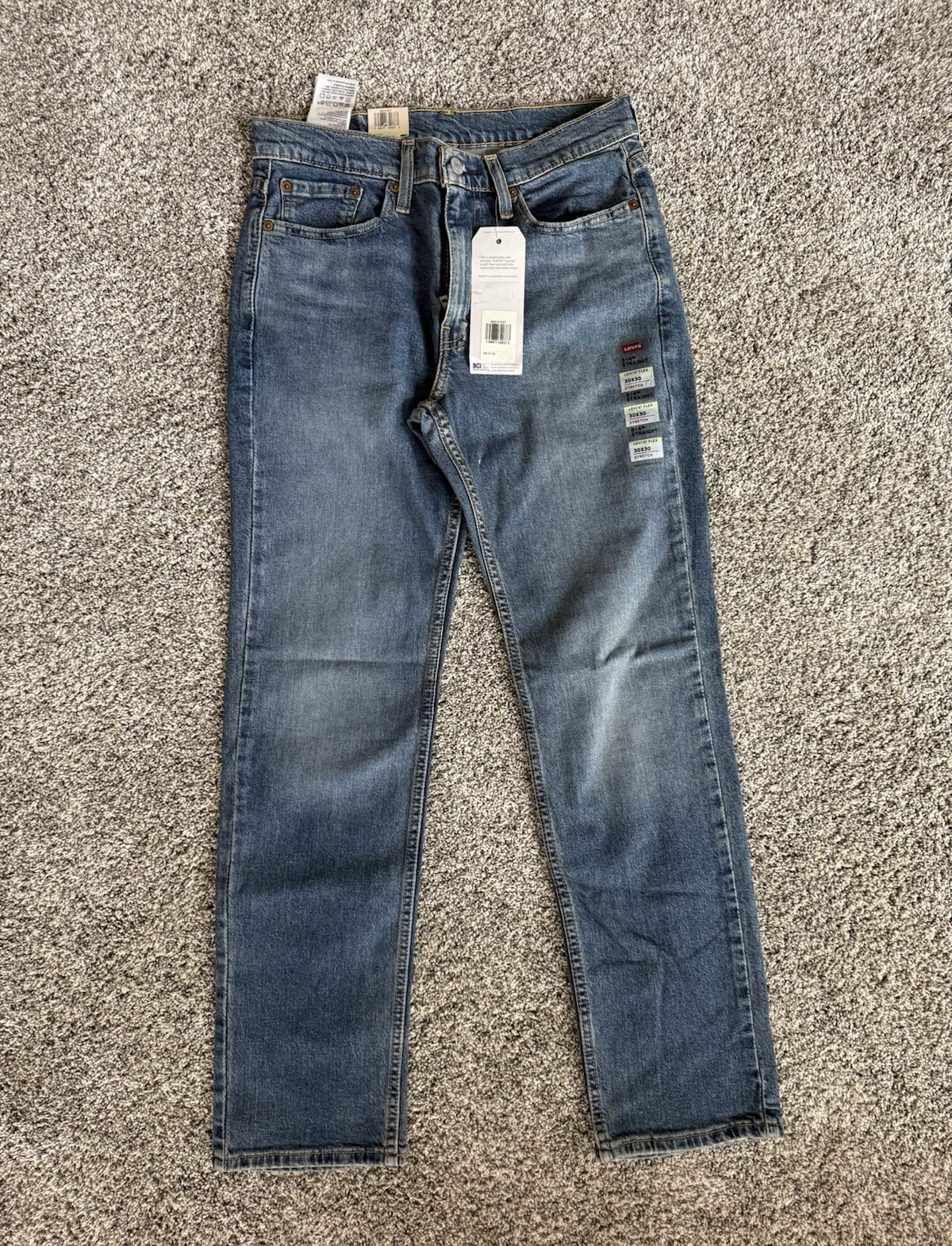 Levi’s 514 Straight Flex Stretch Blue Medium Wash Denim Jeans 5-Pocket Low